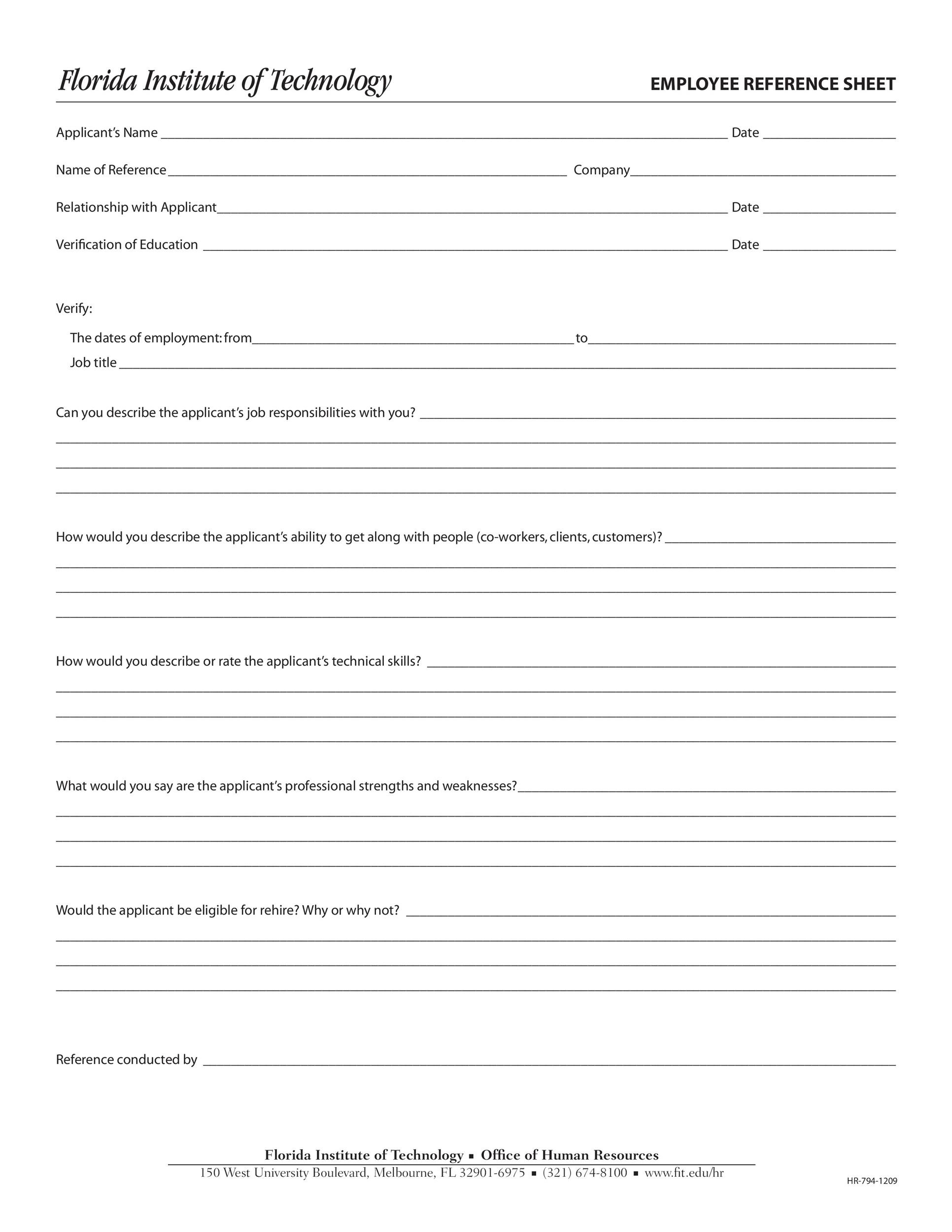Printable Blank References Template