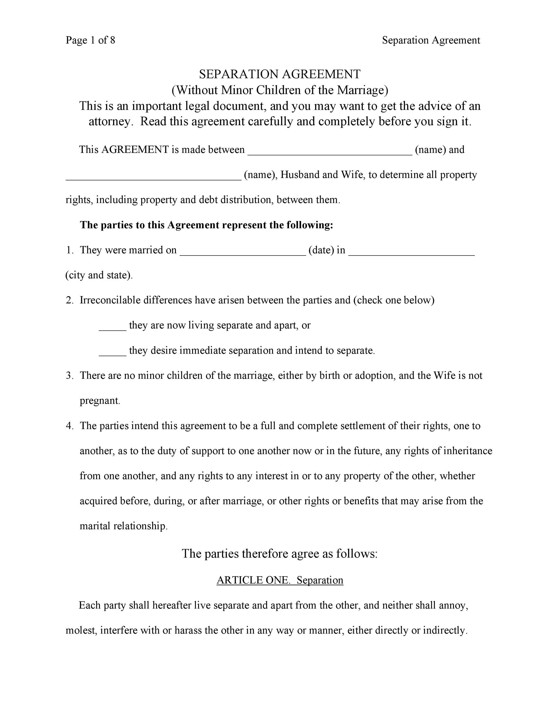 43 Best Separation Agreement Templates amp Separation Papers 