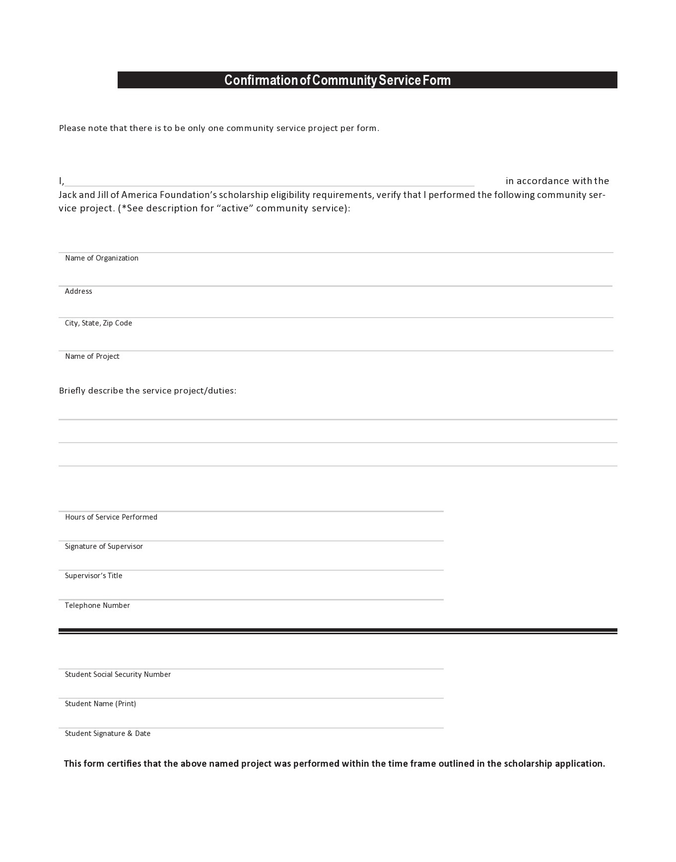 Blank Printable Serivce Forms