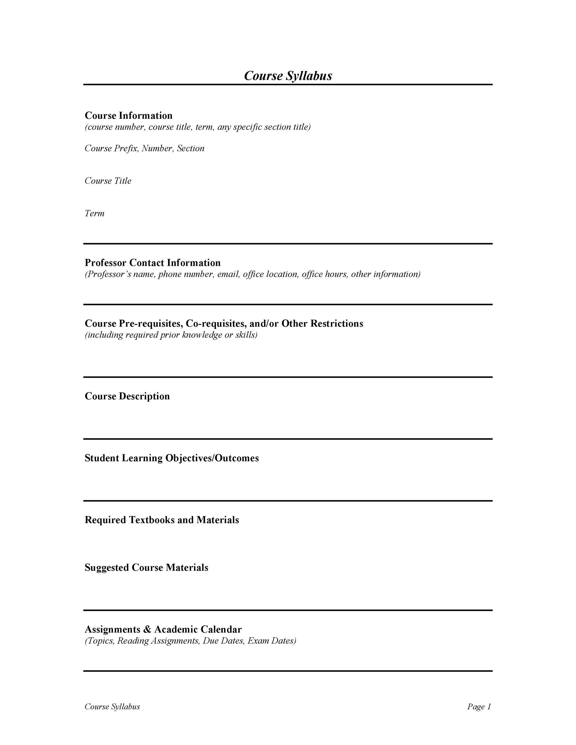 Printable Blank Course Outline