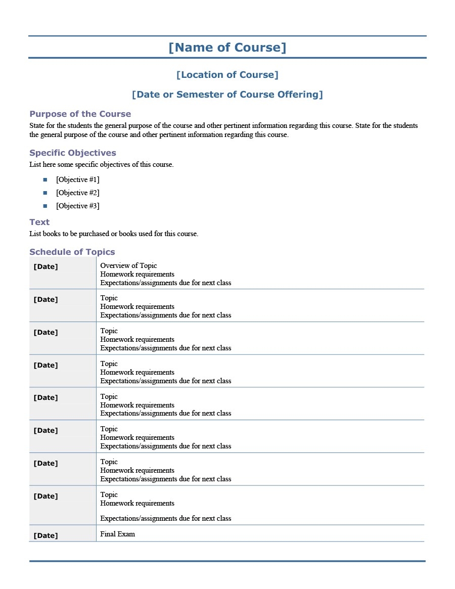 47 Editable Syllabus Templates Course Syllabus TemplateLab