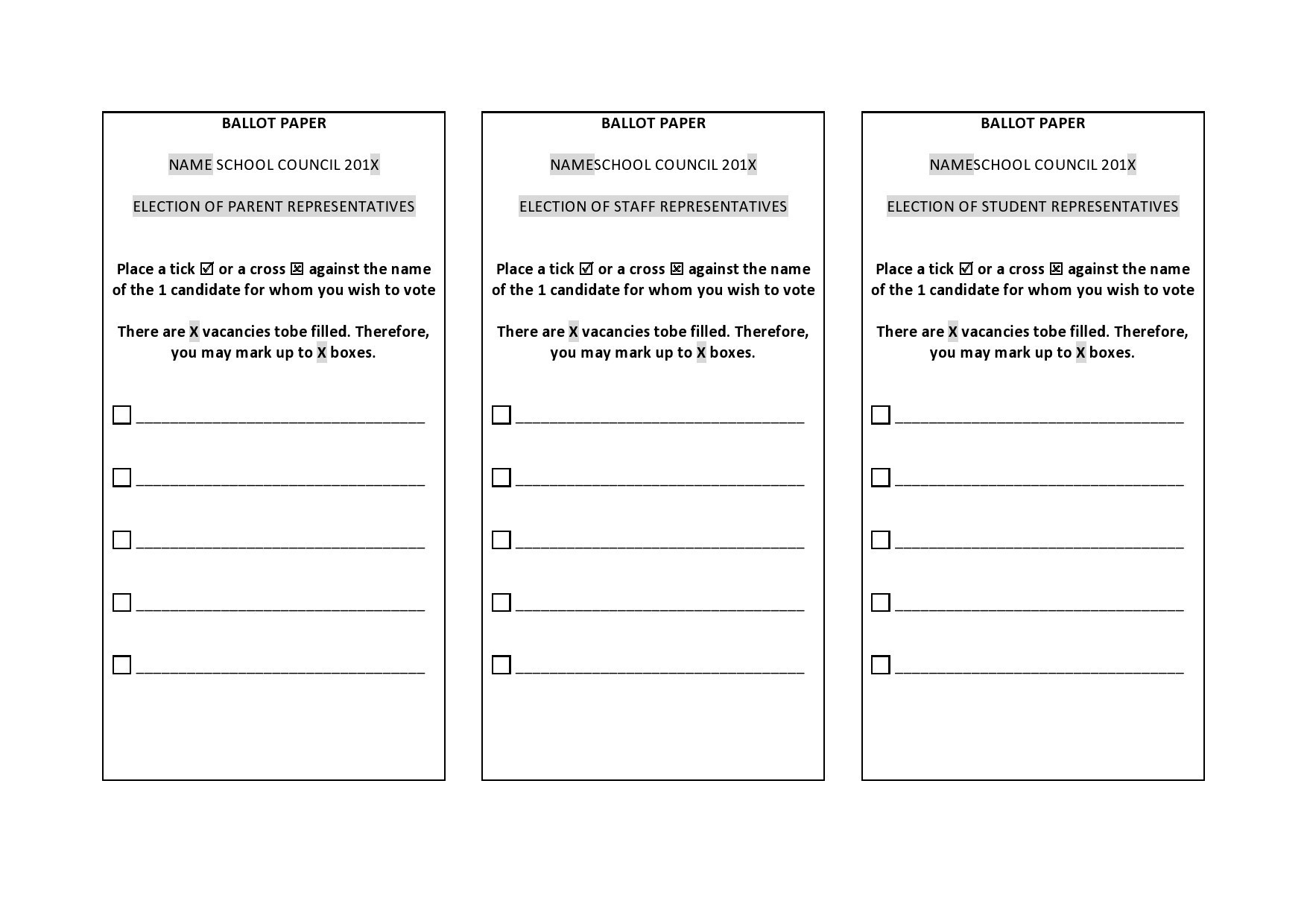 Printable Blank Voting Ballots
