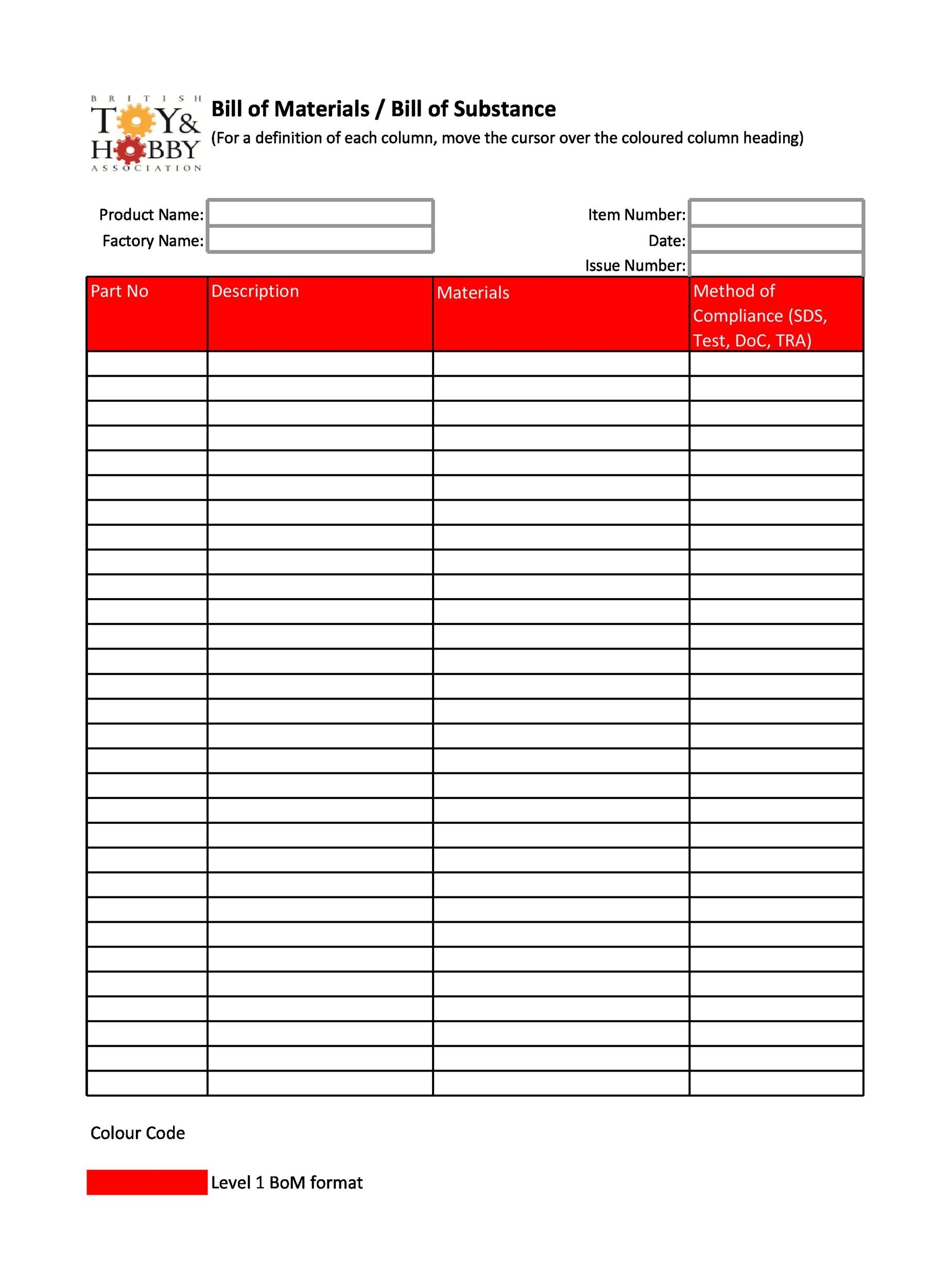 48 FREE Bill Of Material Templates Excel amp Word TemplateLab