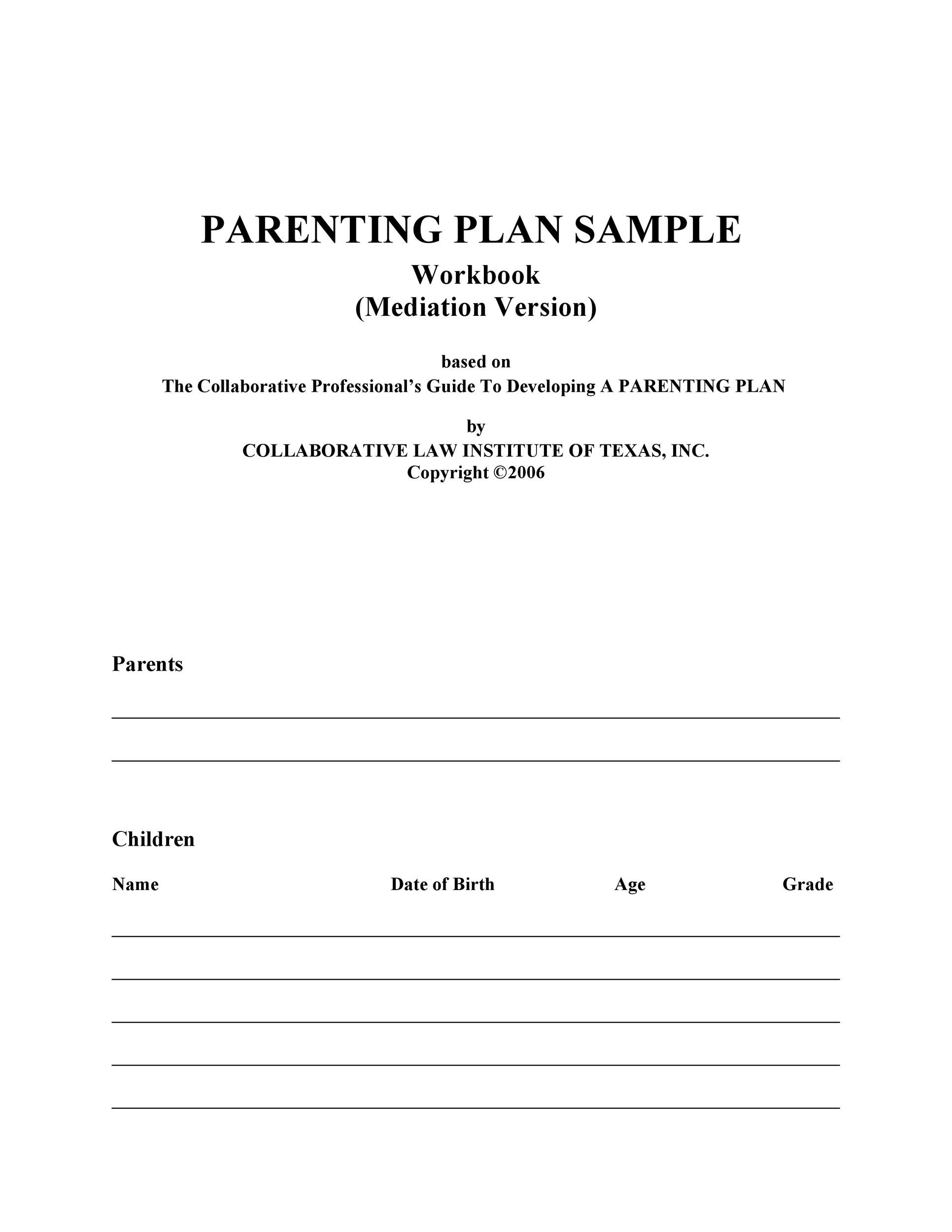 49 FREE Parenting Plan amp Custody Agreement Templates