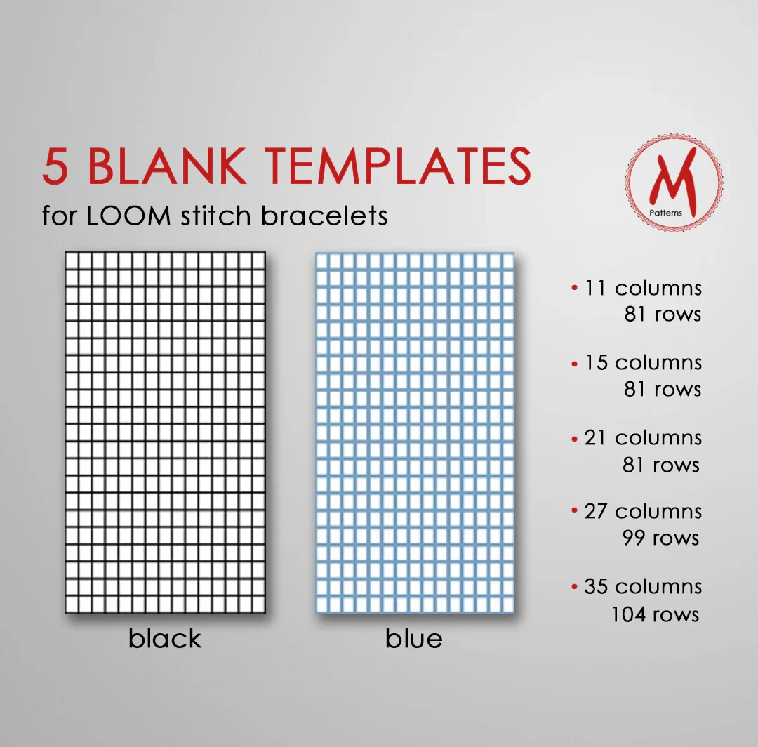 5 Blank Templates For Creating Loom Stitch Bracelets Empty 