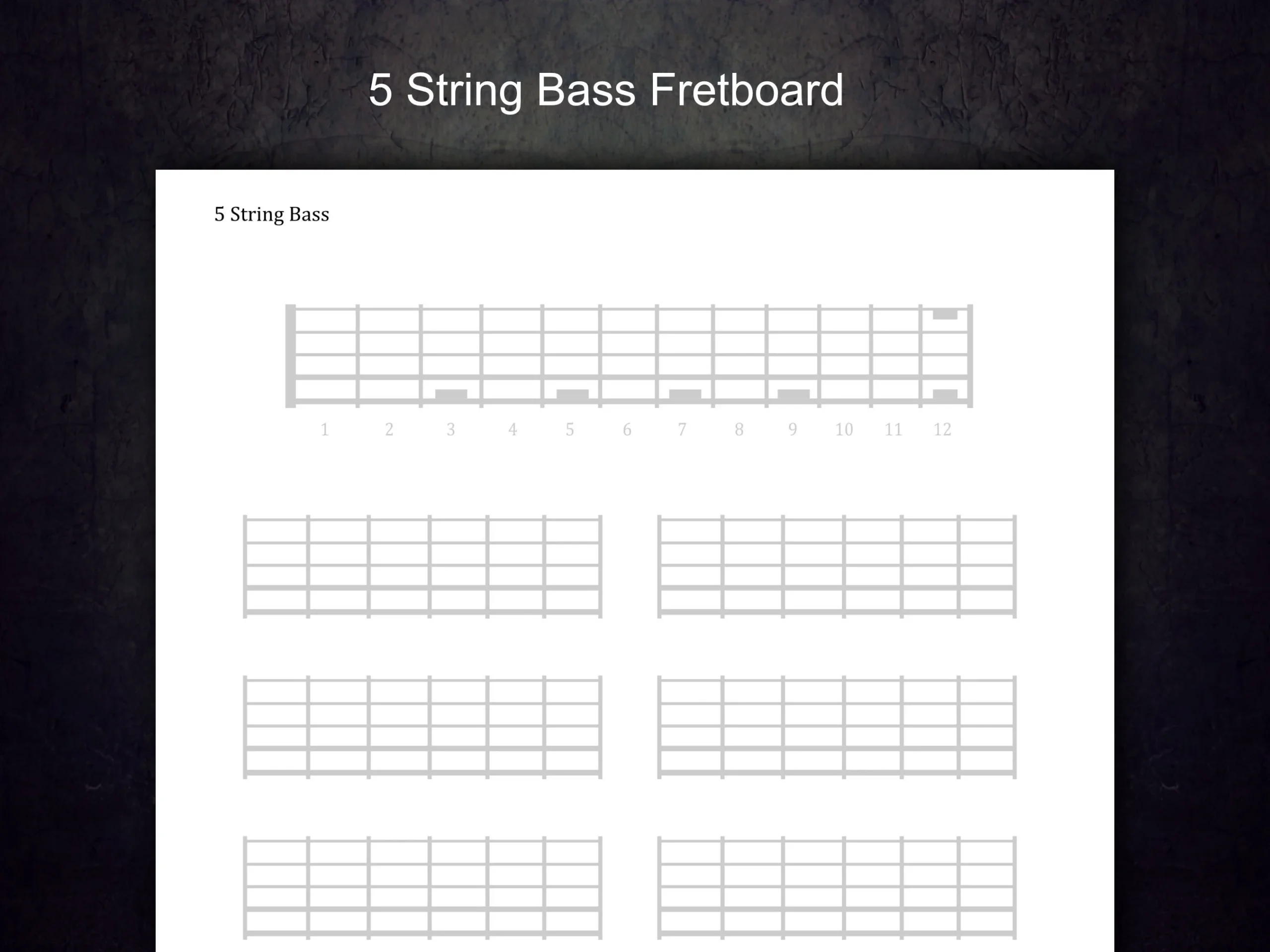 Printable Blank Bass Fretboard Chart