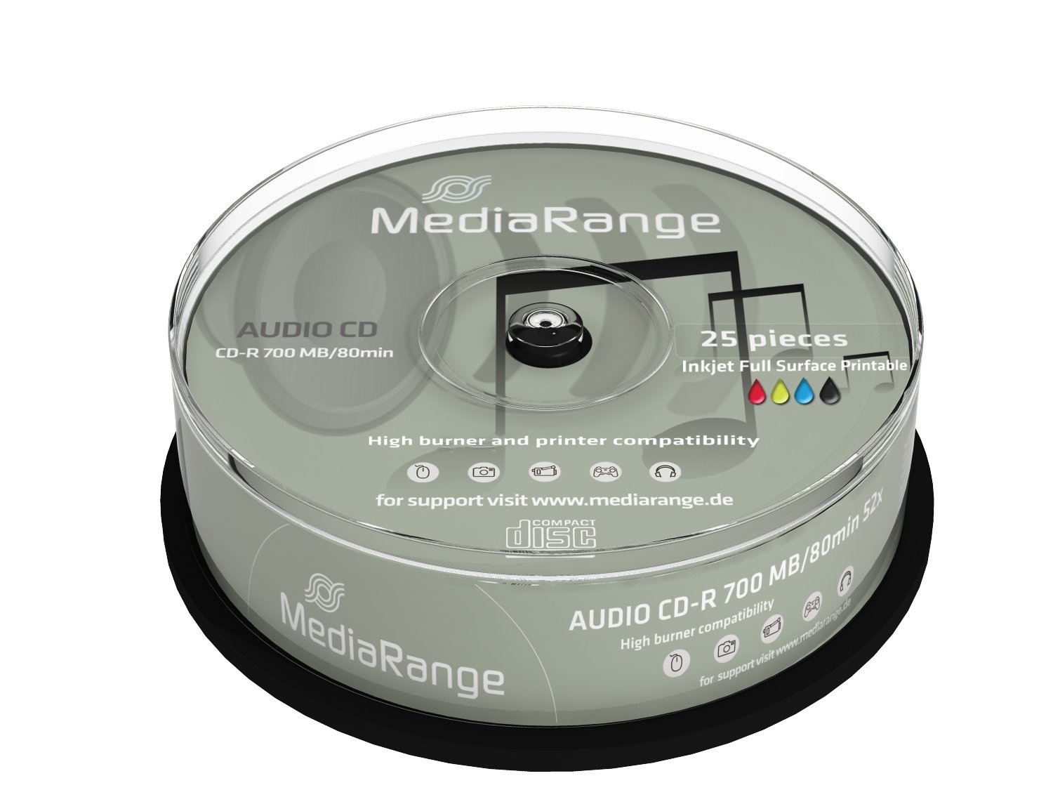 50 2x 25 MediaRange Blank Audio CD R 80min Printable Amazon de Computer amp Accessories