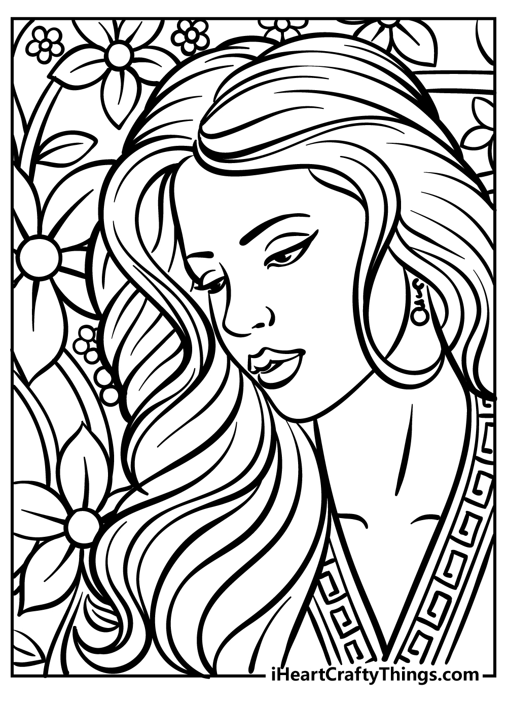 Printable Coloring Picture Girl Blank