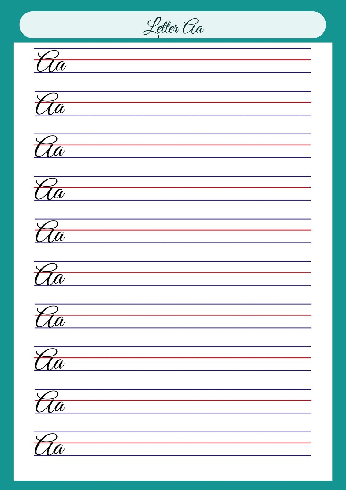 50 Cursive Writing Worksheets Alphabet Letters Sentences 