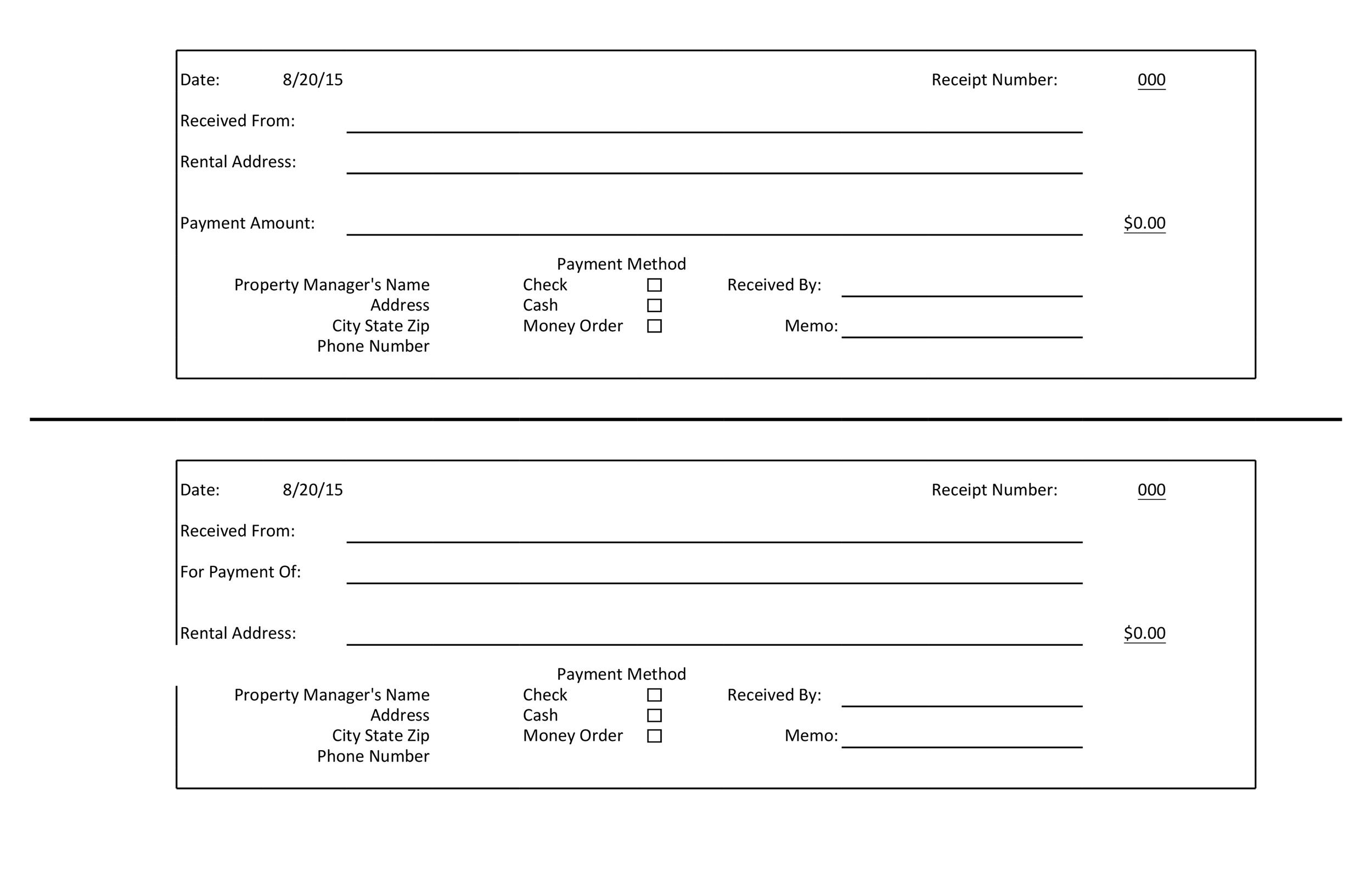 Printable Blank Payment Receipt Template