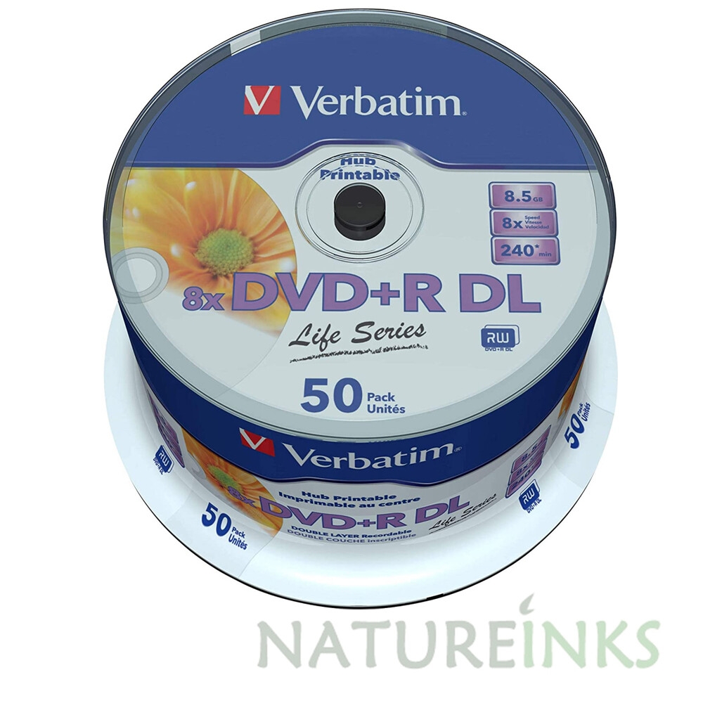 50 Verbatim Printable Dual Layer DVD R 8x DL Double Blank Discs 