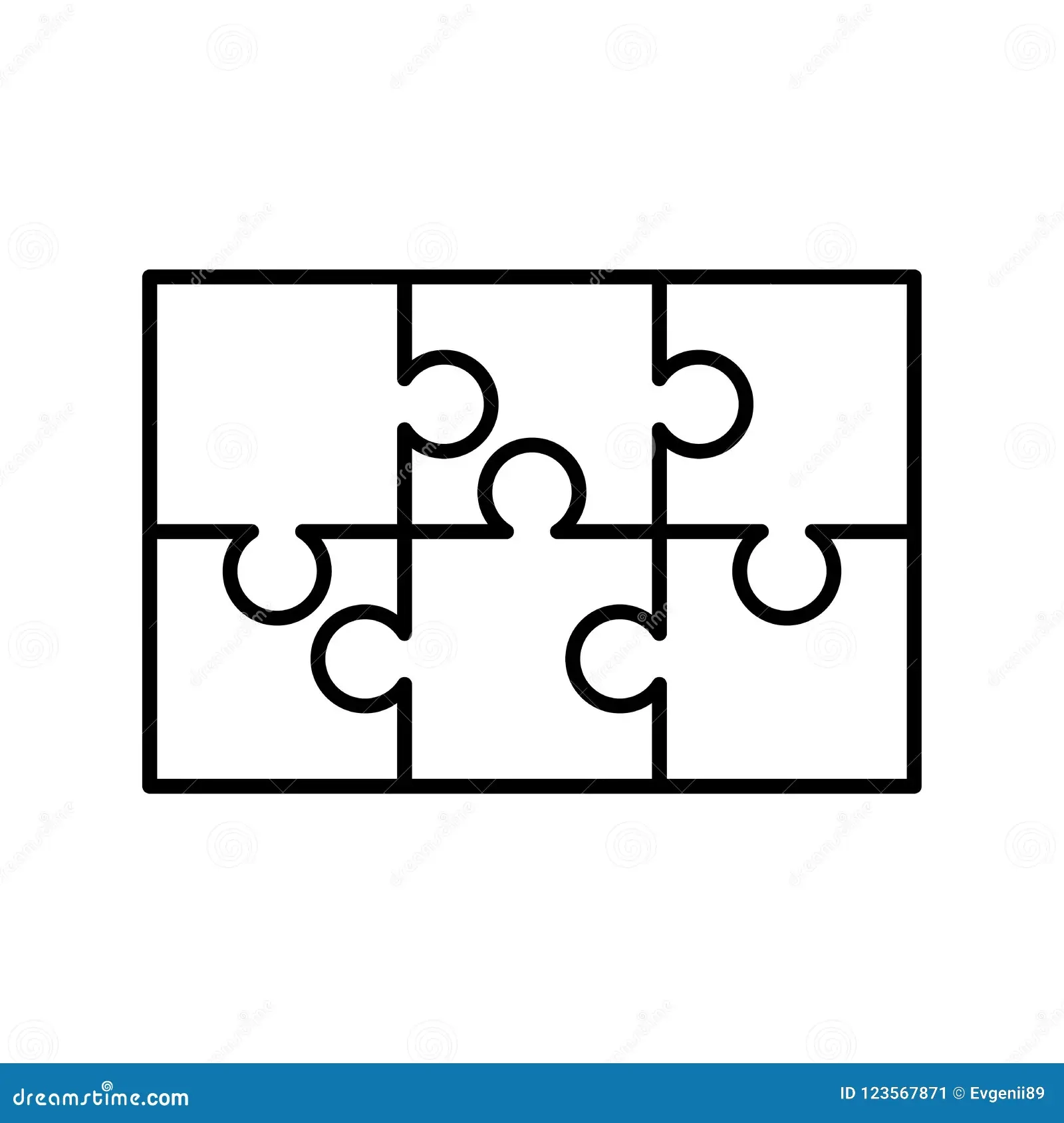 6 White Puzzles Pieces Arranged In A Rectangle Shape Jigsaw 