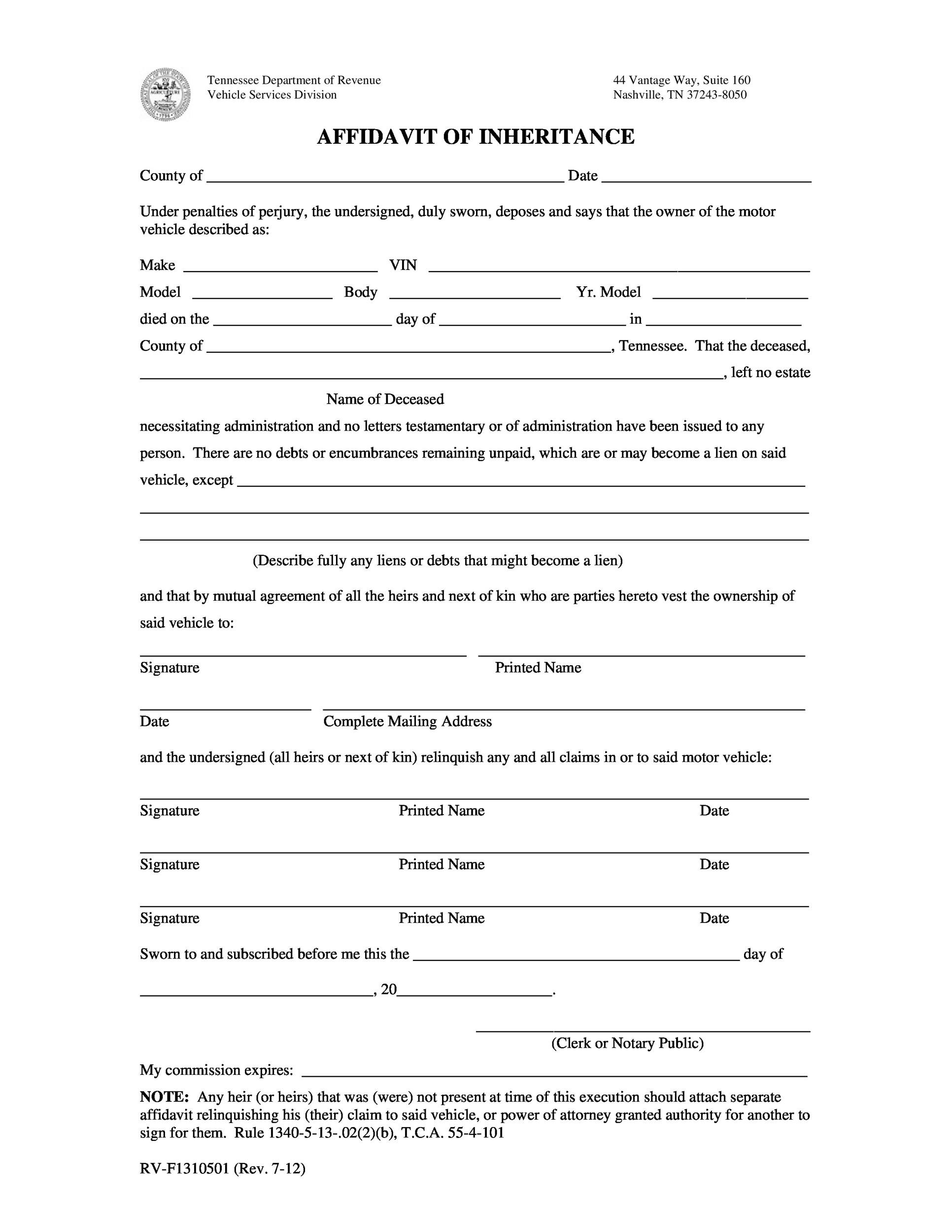 Free Printable Blank Affidavit Form