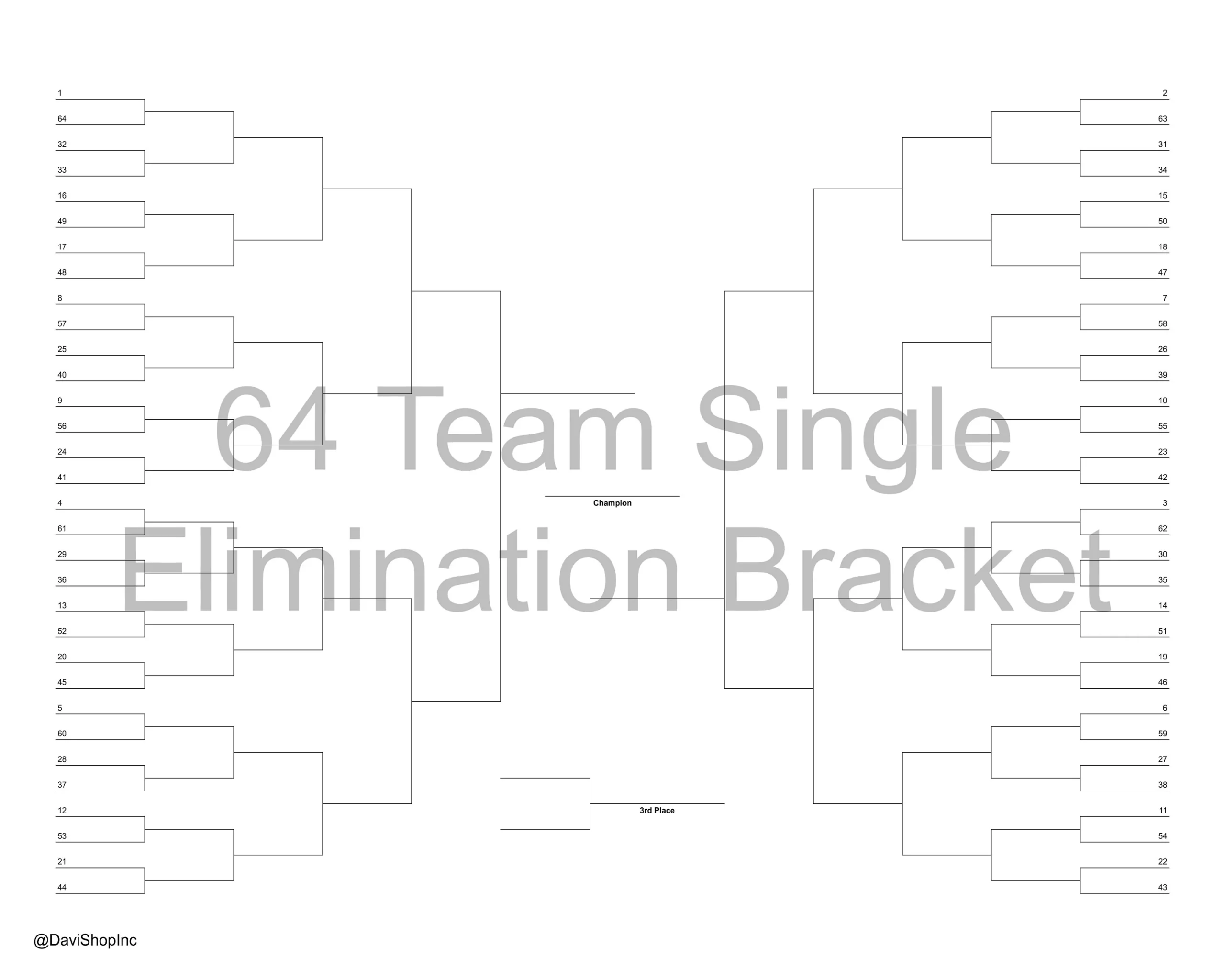64 Team Single Elimination Playoff Klammern Etsy de