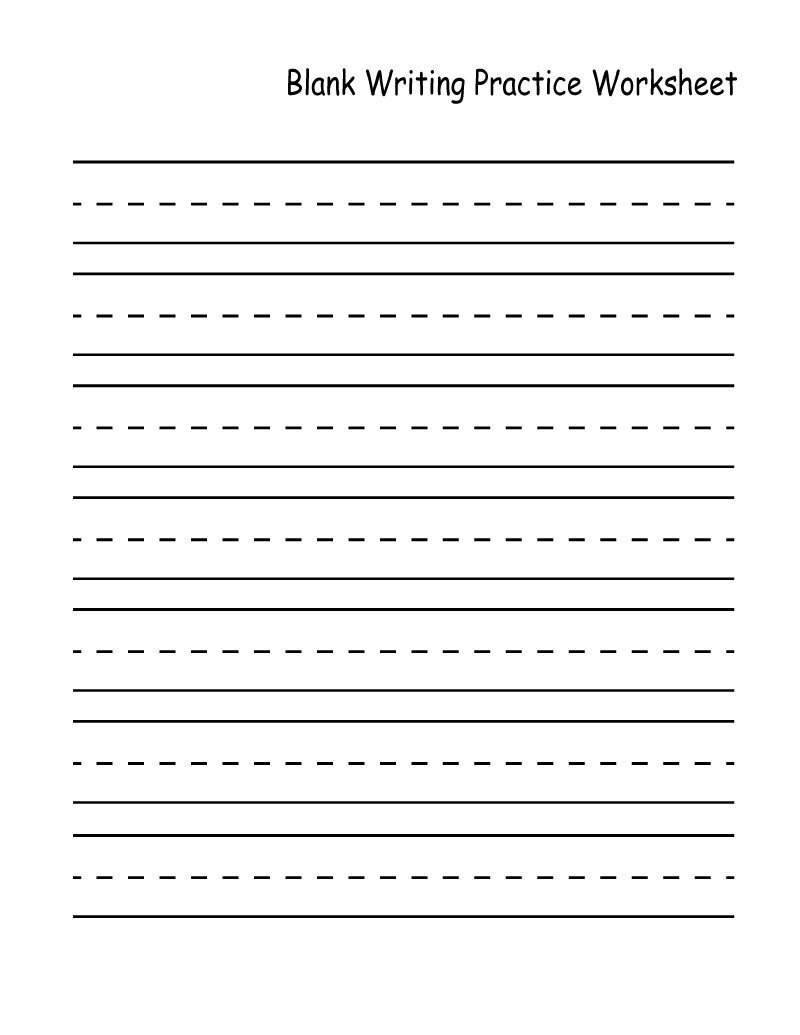 Blank Kindergarten Handwriting Sheets Printable