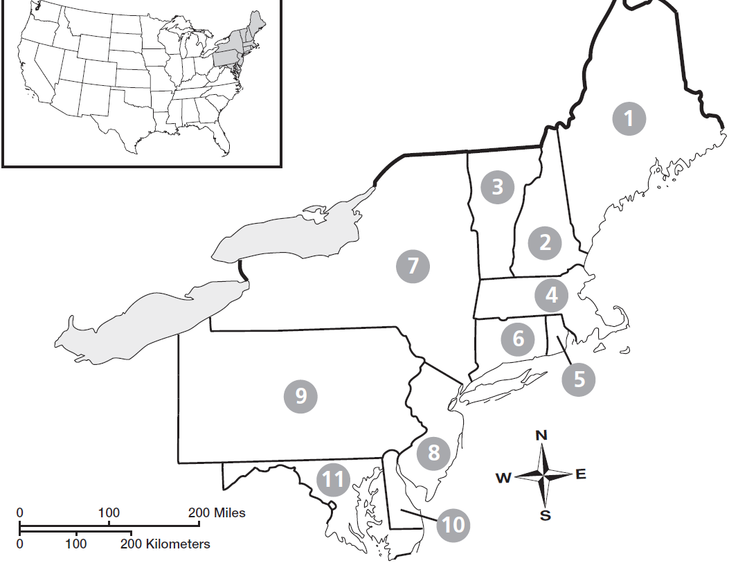 Blank Northeast Region Map Printable