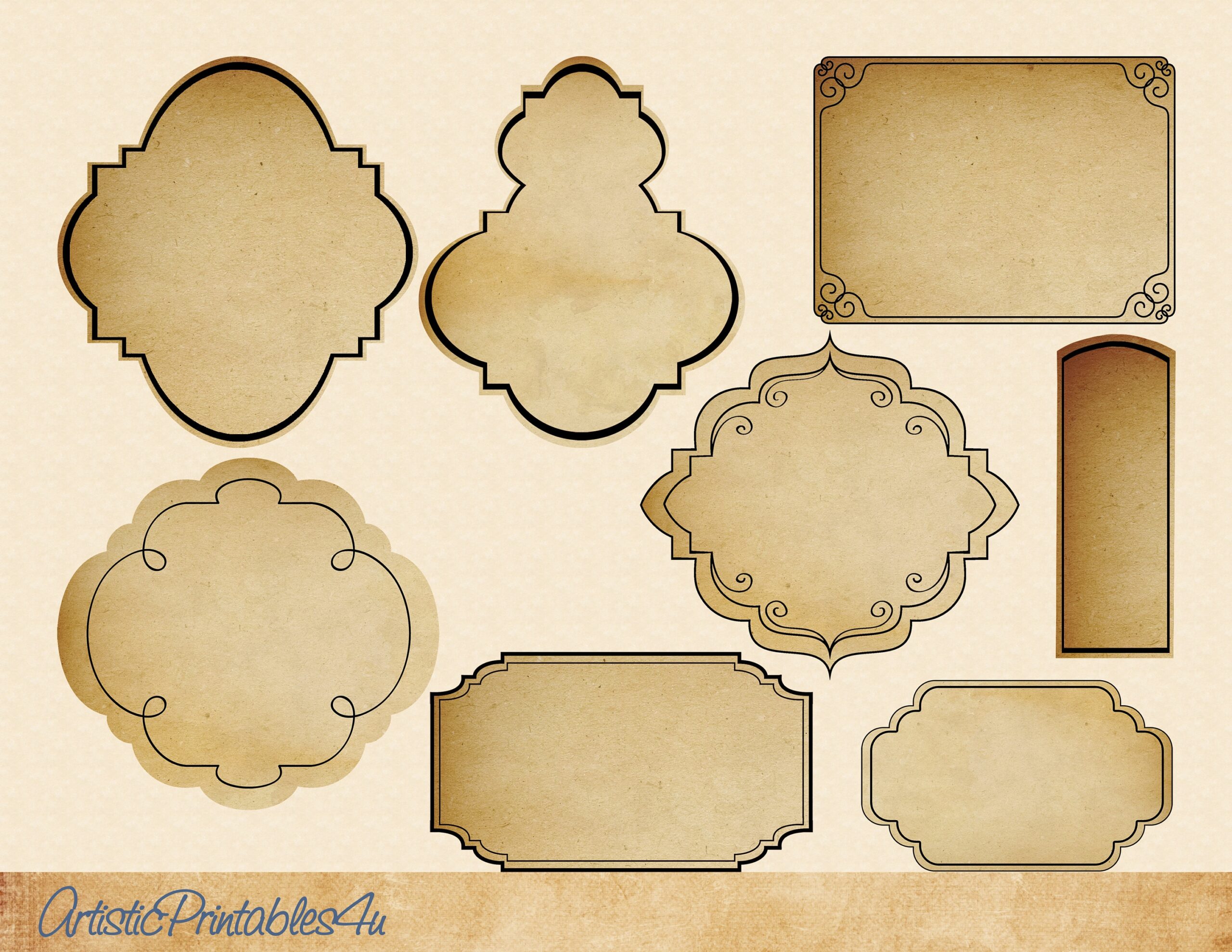 8 Blank Vintage Apothecary Labels Printable Jar Labels PDF JPG 