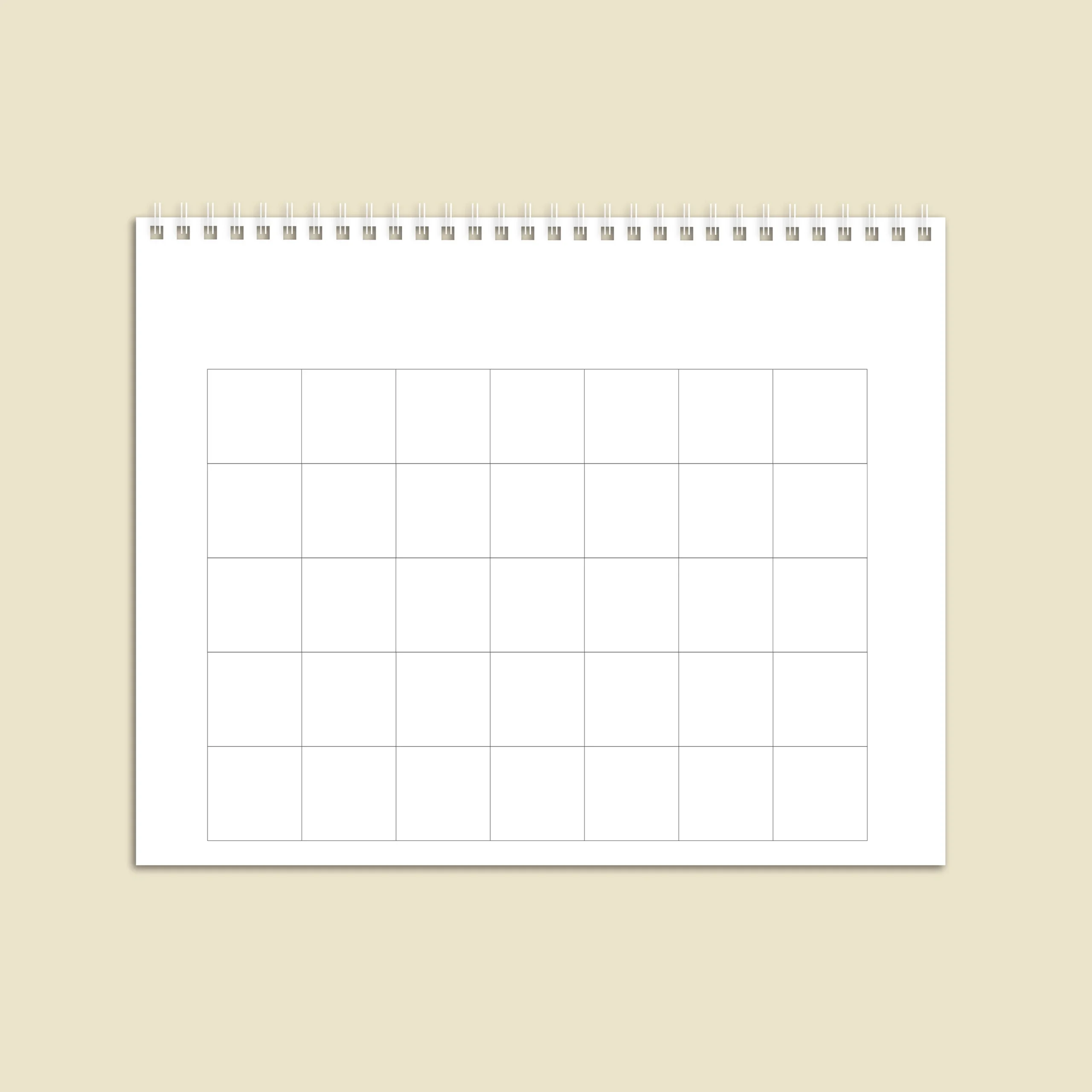 8in X 10in Blank Customizable White Calendar Simple Minimalist 