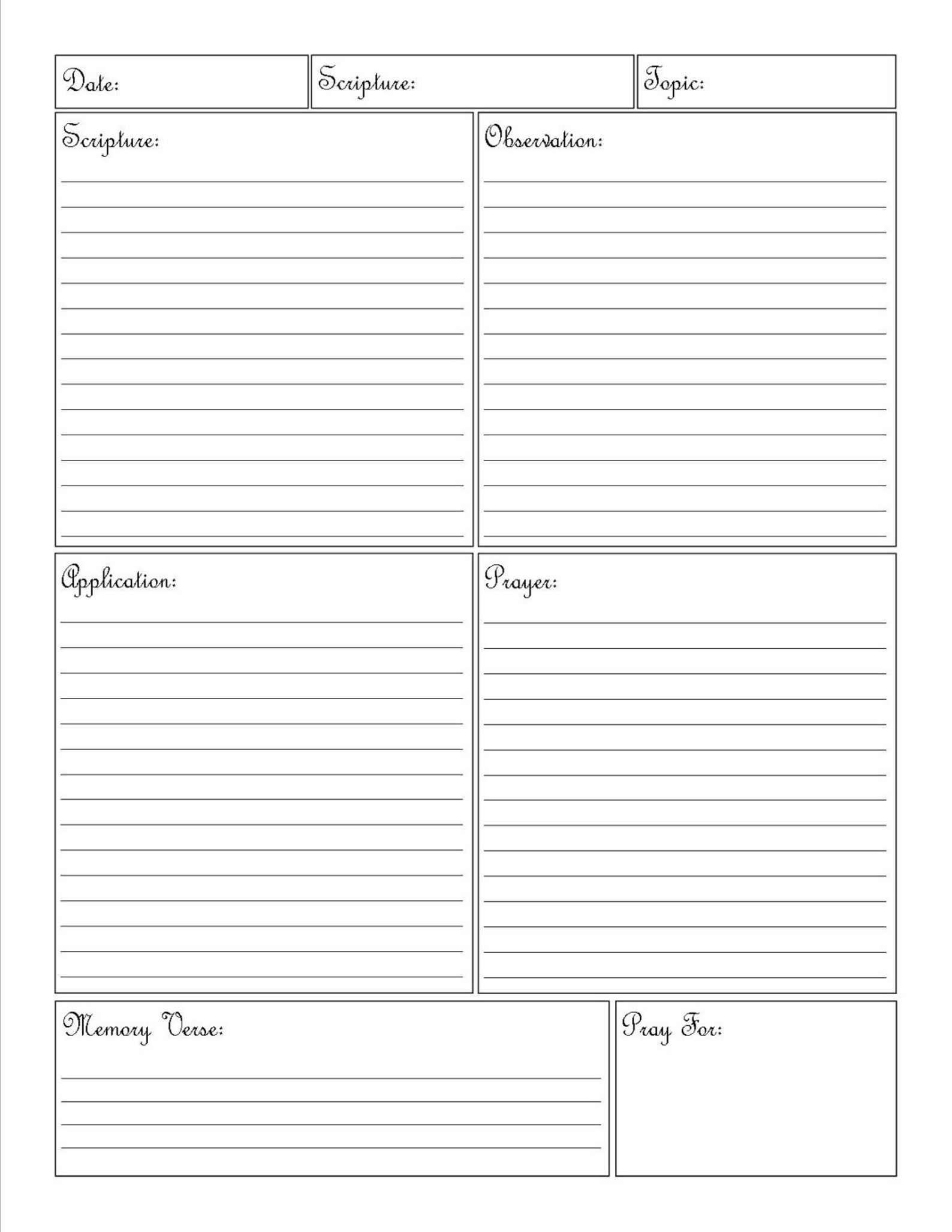Free Printable Blank Homiletic Worksheet