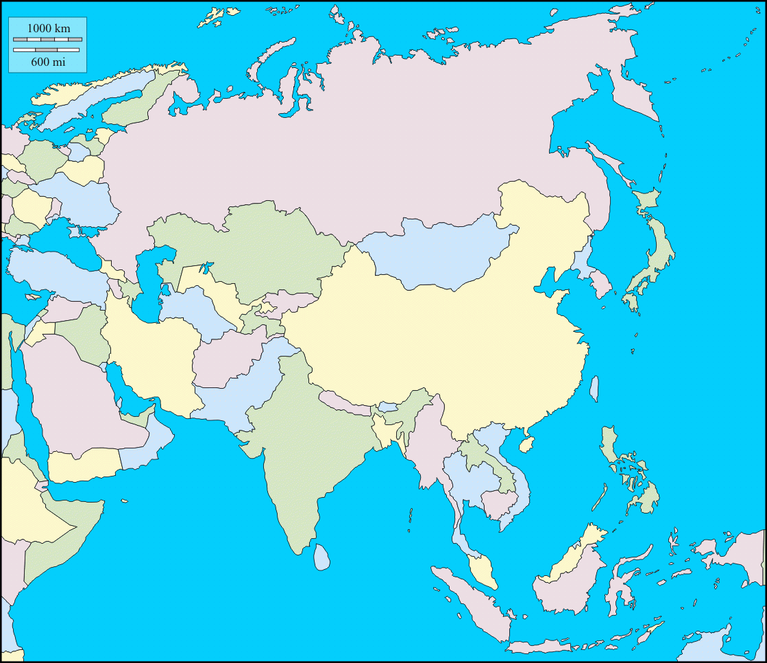 Printable Blank Asia Map Worksheet