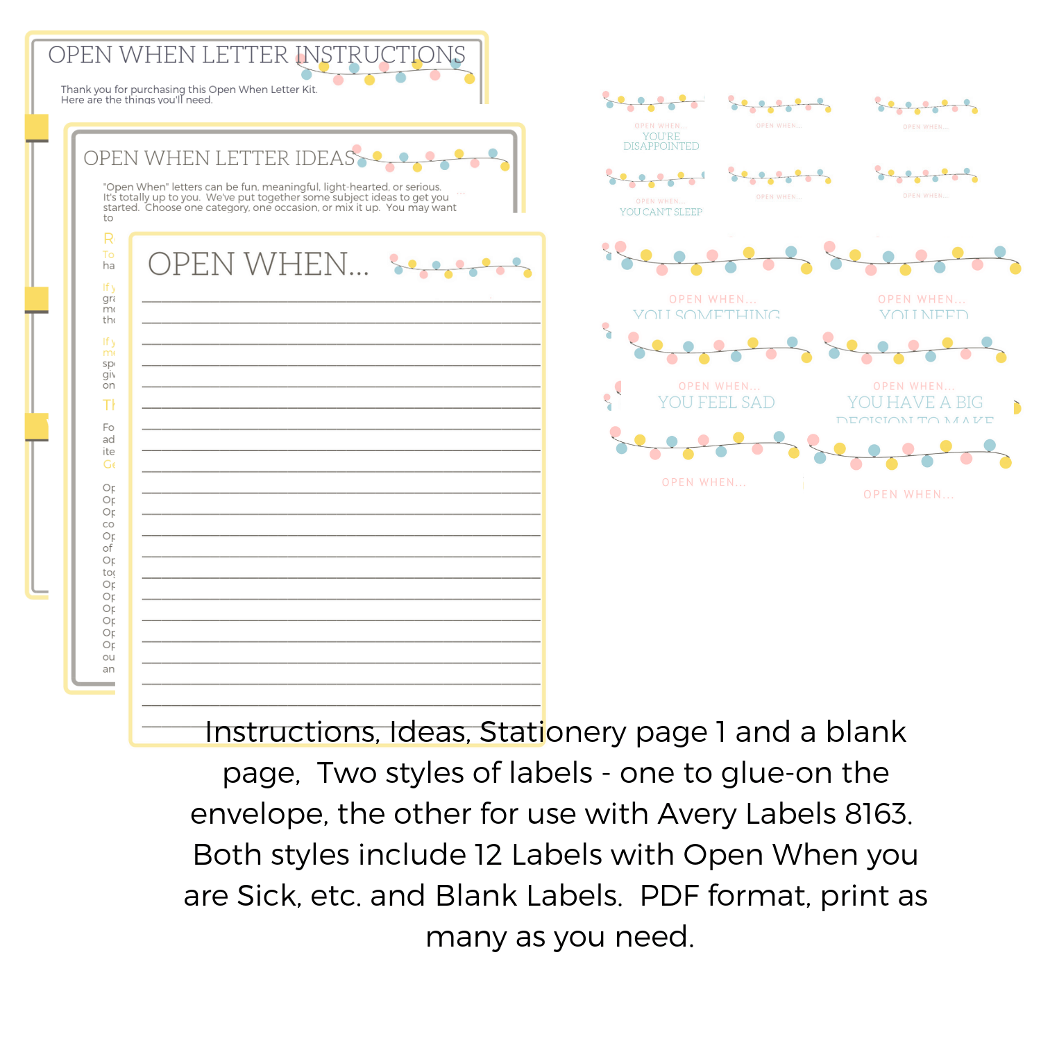 Open When Blank Printables