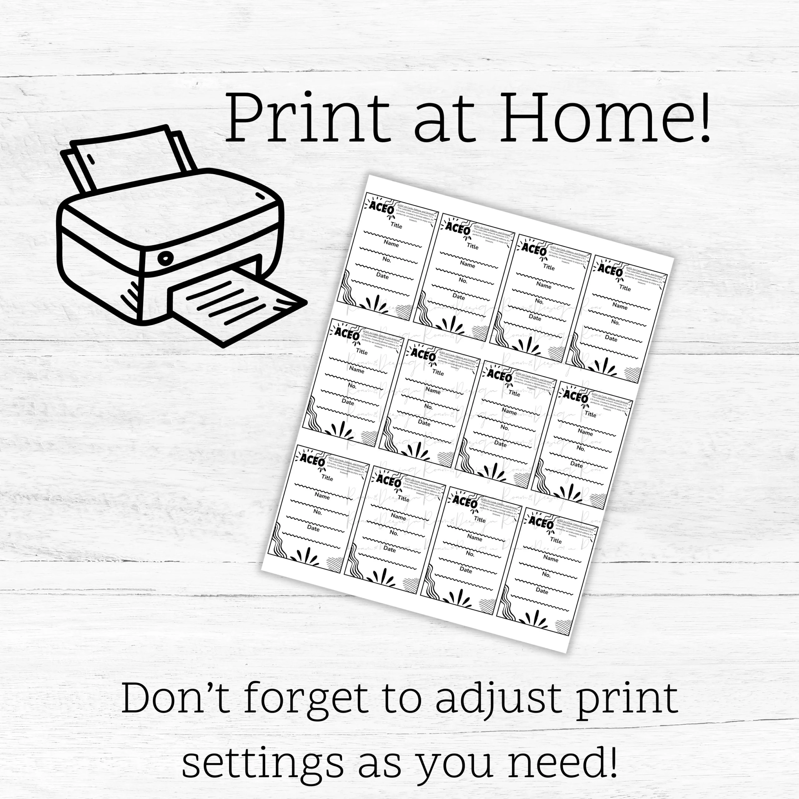 Printable Aceo Atc Blank Template