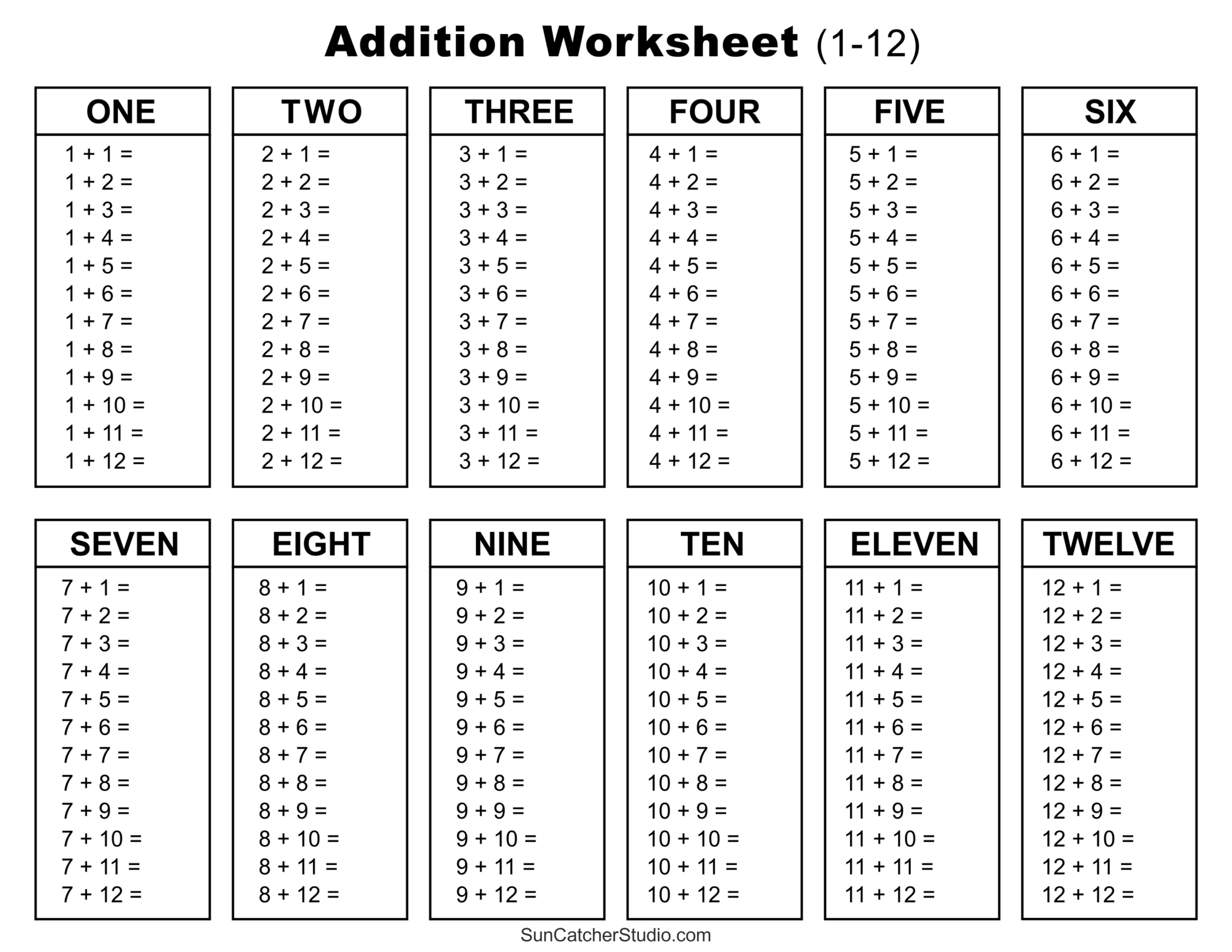 Addition Charts Tables amp Worksheets Free Printable PDF Files 