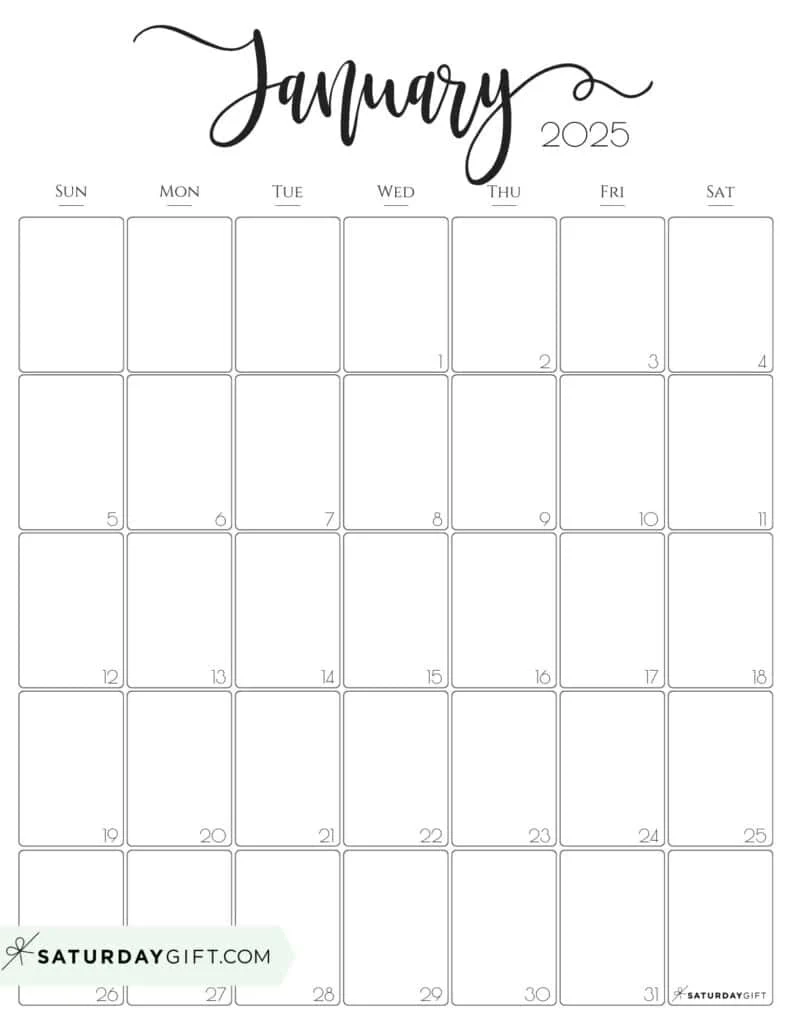Free Blank Verticle Calendar Printable