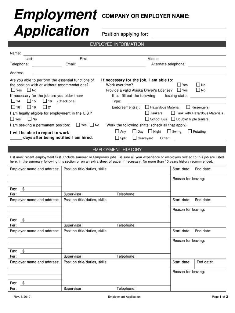 AK Employment Application Form Fill Online Printable Fillable 