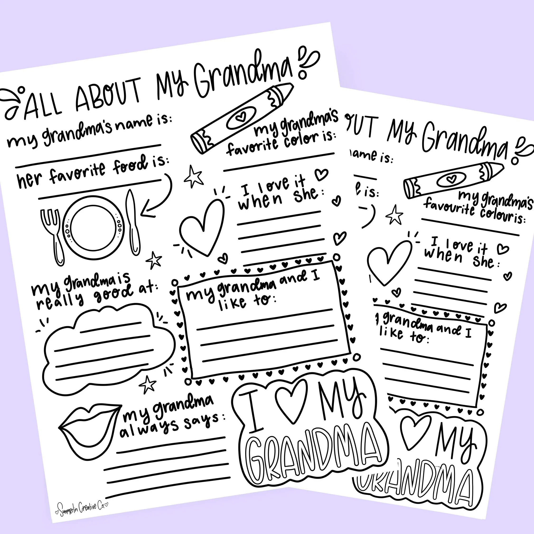 All About My Grandma Fill In The Blank Printable For Mother s Day 