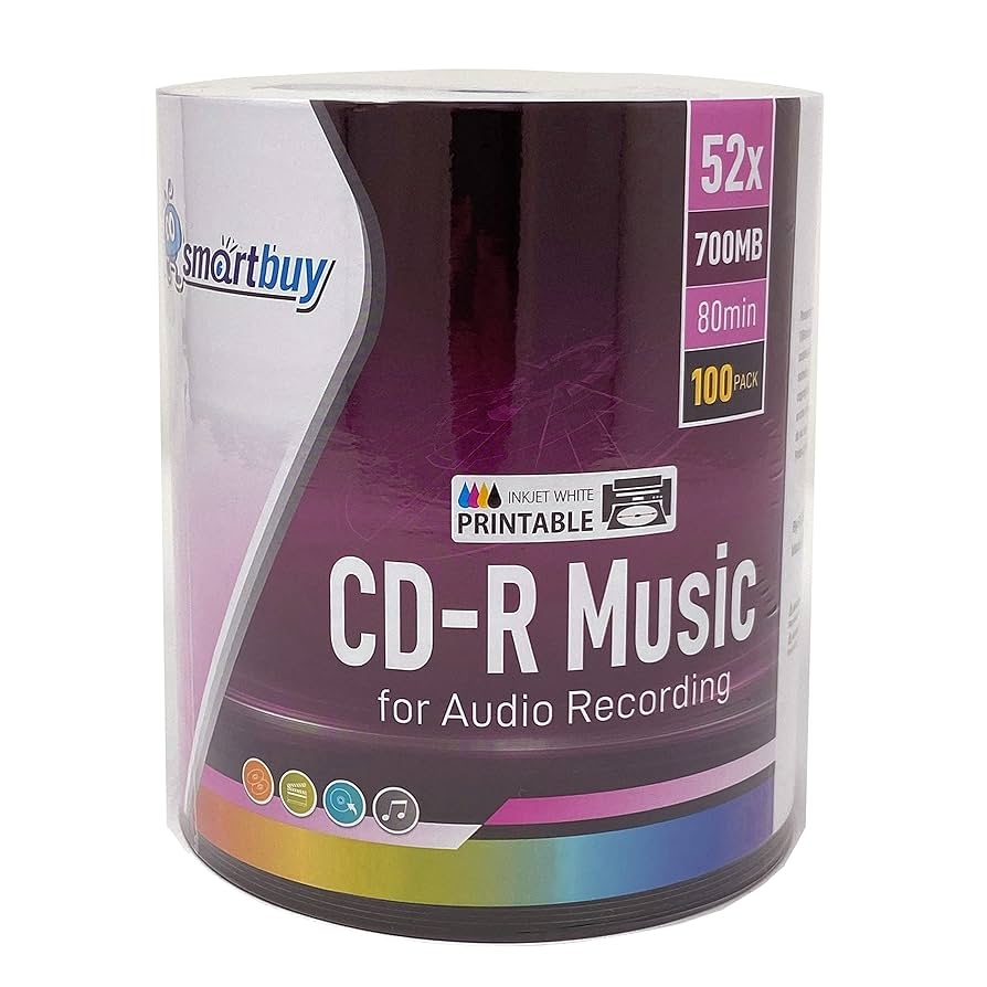 Amazon 100 Pack Smartbuy Digital Audio CD R Music 52X 700MB 