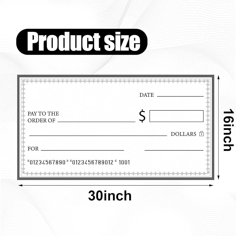 Amazon 12 Pcs Giant Blank Big Checks For Presentations 30 X 