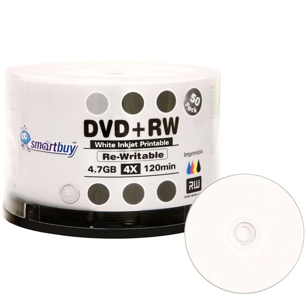 Amazon 50 Pack Smartbuy Blank DVD RW 4X 4 7GB 120Min White 