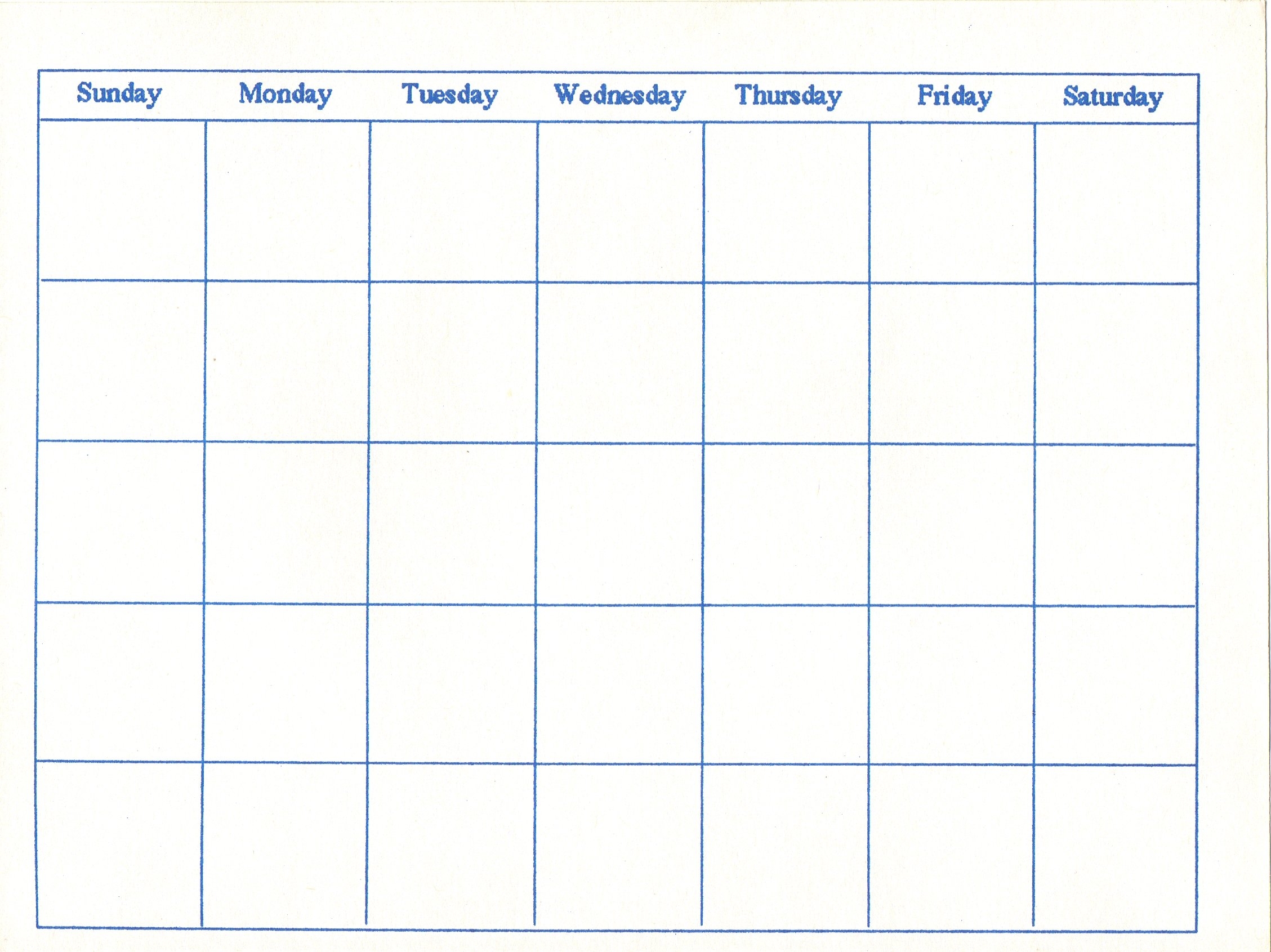 Legal Sized Printable Calendar Blank