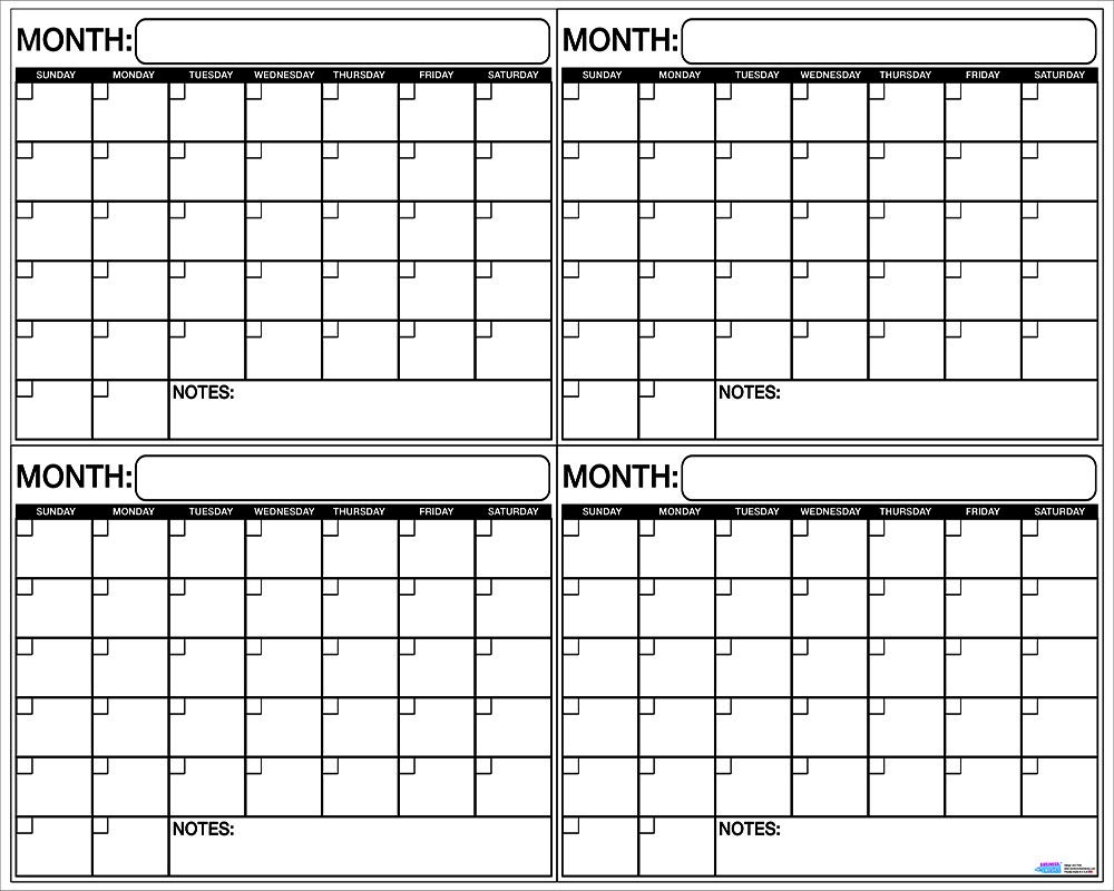 Amazon Jumbo Laminated Dry Erase Or Wet Erase 4 Month 
