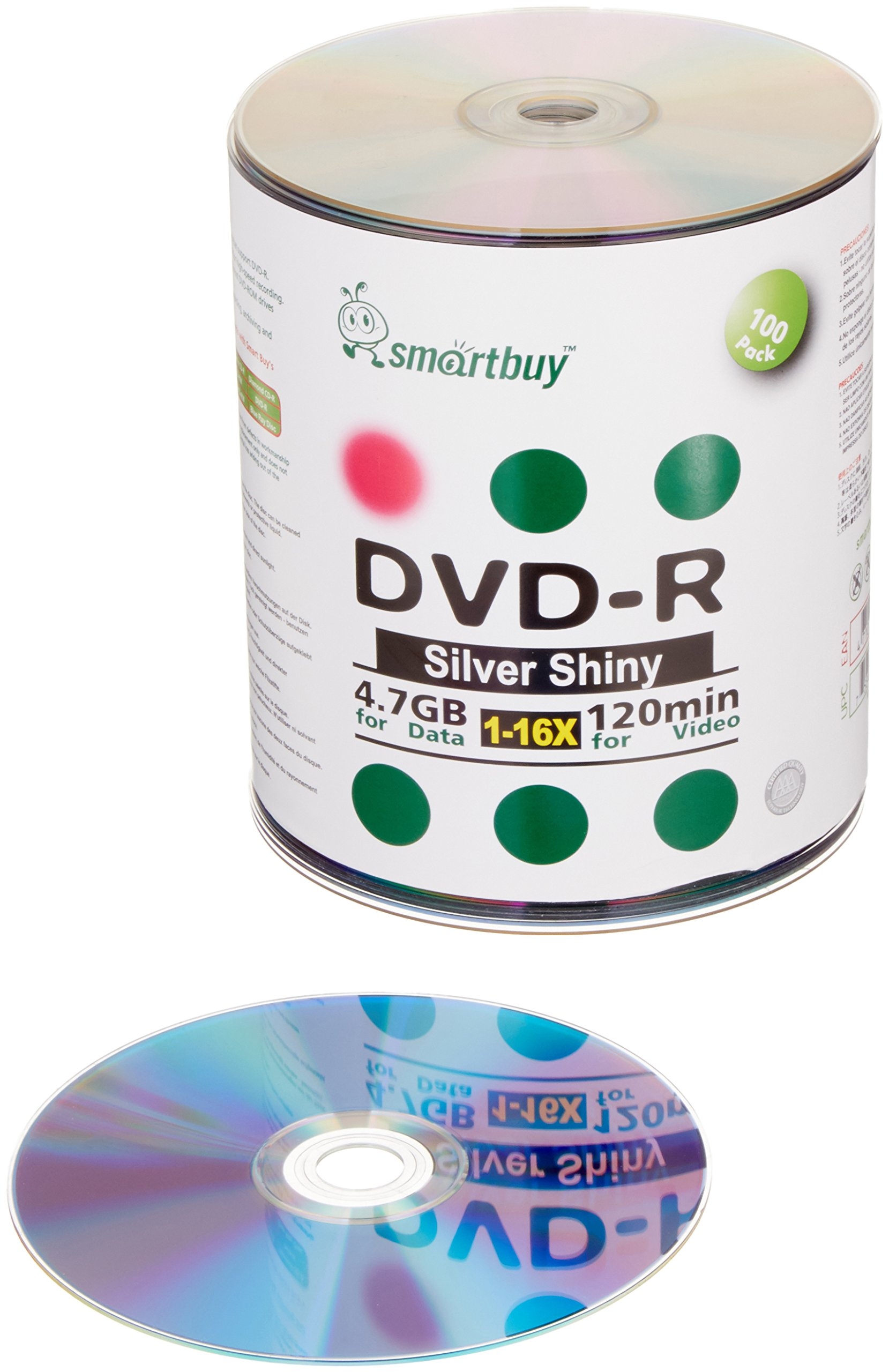 Amazon Smart Buy 100 Pack DVD r 4 7gb 16x Shiny Silver Blank 