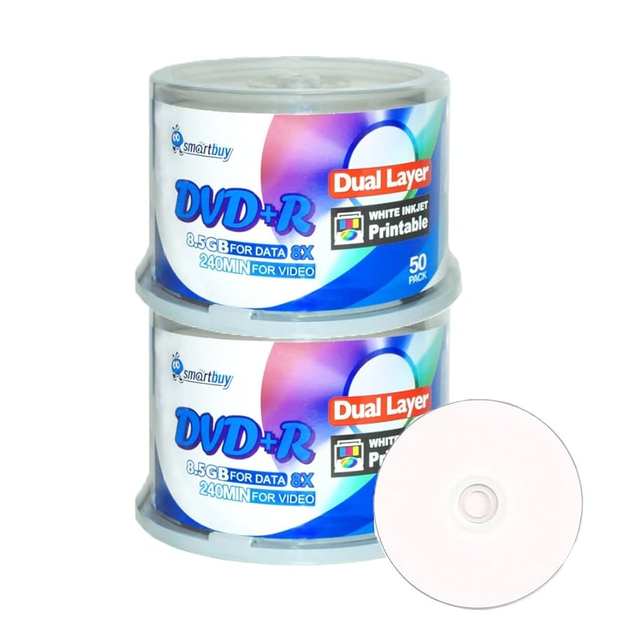 Amazon Smart Buy 100 Pack DVD r Dl 8 5gb 8X DVD Plus R Double 
