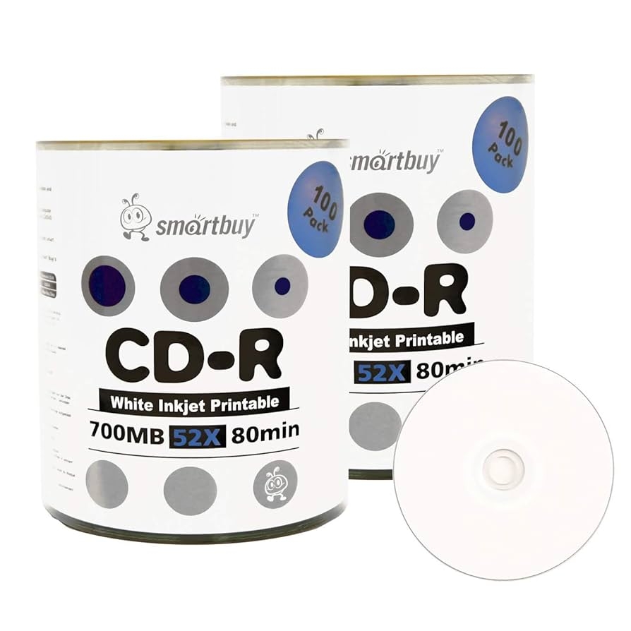 Amazon Smartbuy 700mb 80min 52x CD R White Inkjet Hub 
