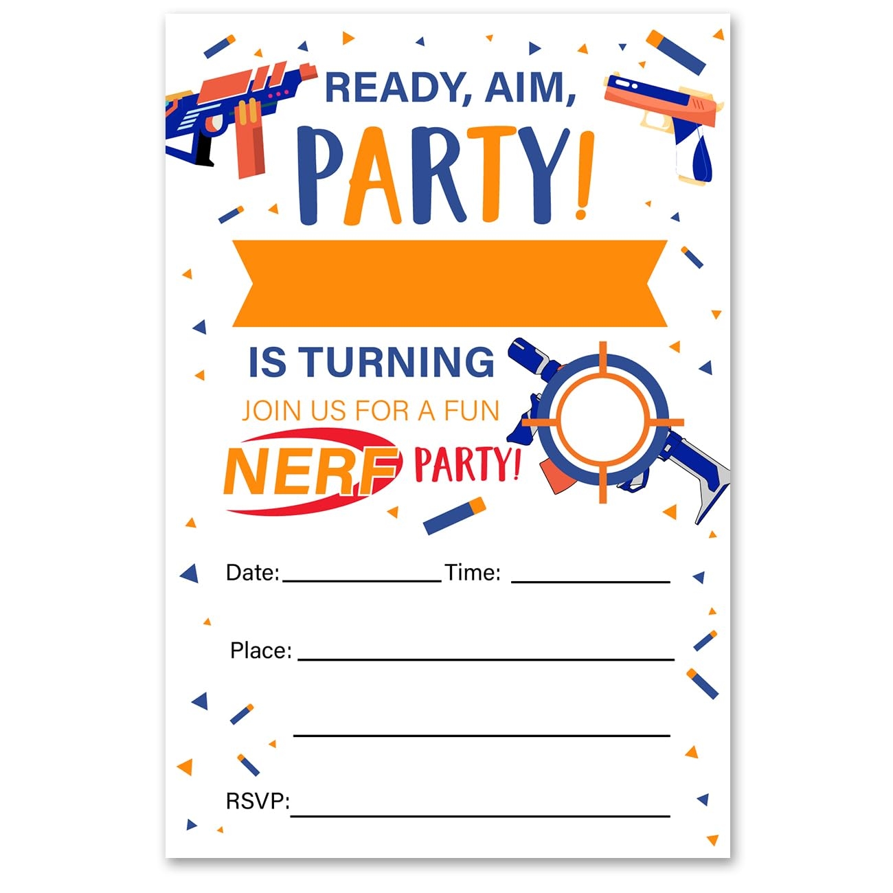 Amazon VAHATAN Dart Gun Birthday Party Invitations 20 Packs 