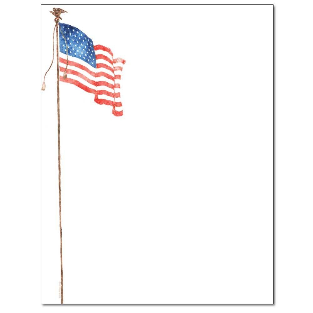 American Flag Letterhead Flag Border Stationery Paper