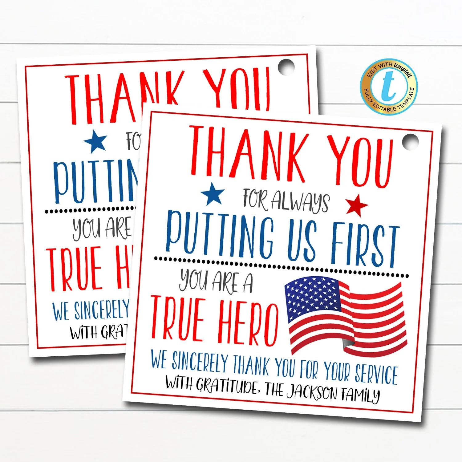 American Hero Appreciation Gift Tag TidyLady Printables