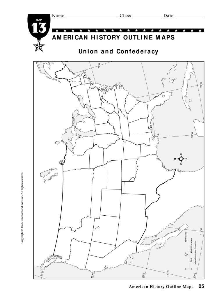 1861 Printable Blank Map
