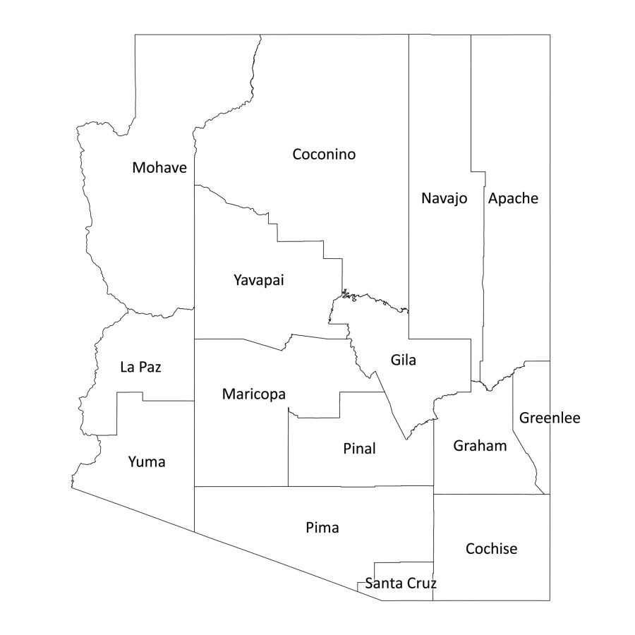 Arizona Labeled Map Labeled Maps