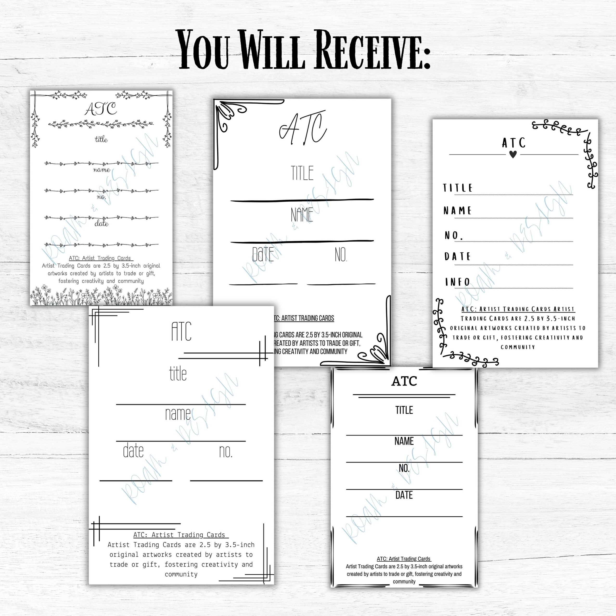 ATC ACEO R ckseite Info Kartenbl tter Printable Download K nstler 