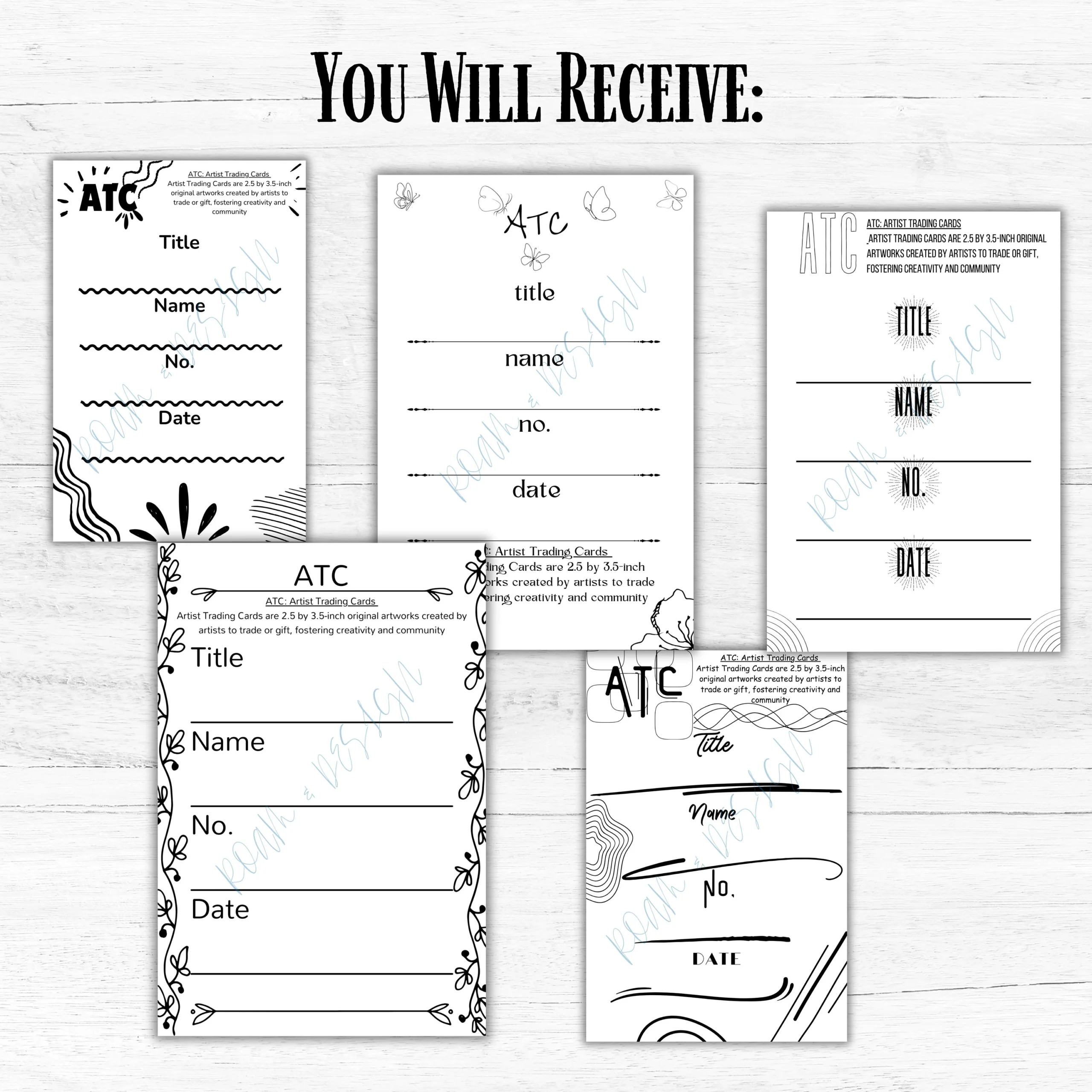 ATC ACEO R ckseite Info Kartenbl tter Printable Download K nstler 