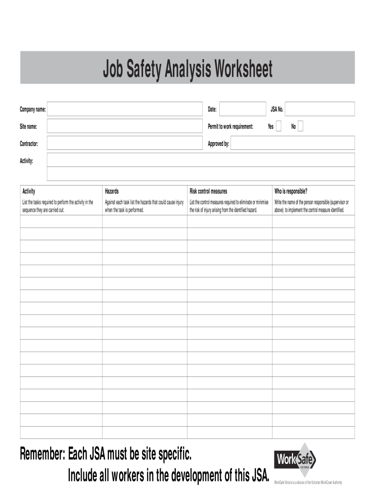 AU Job Safety Analysis Worksheet Form Fill Online Printable 