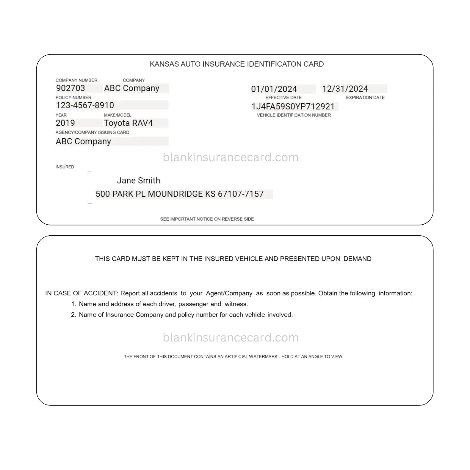 Auto Insurance Card Template A Complete Guide