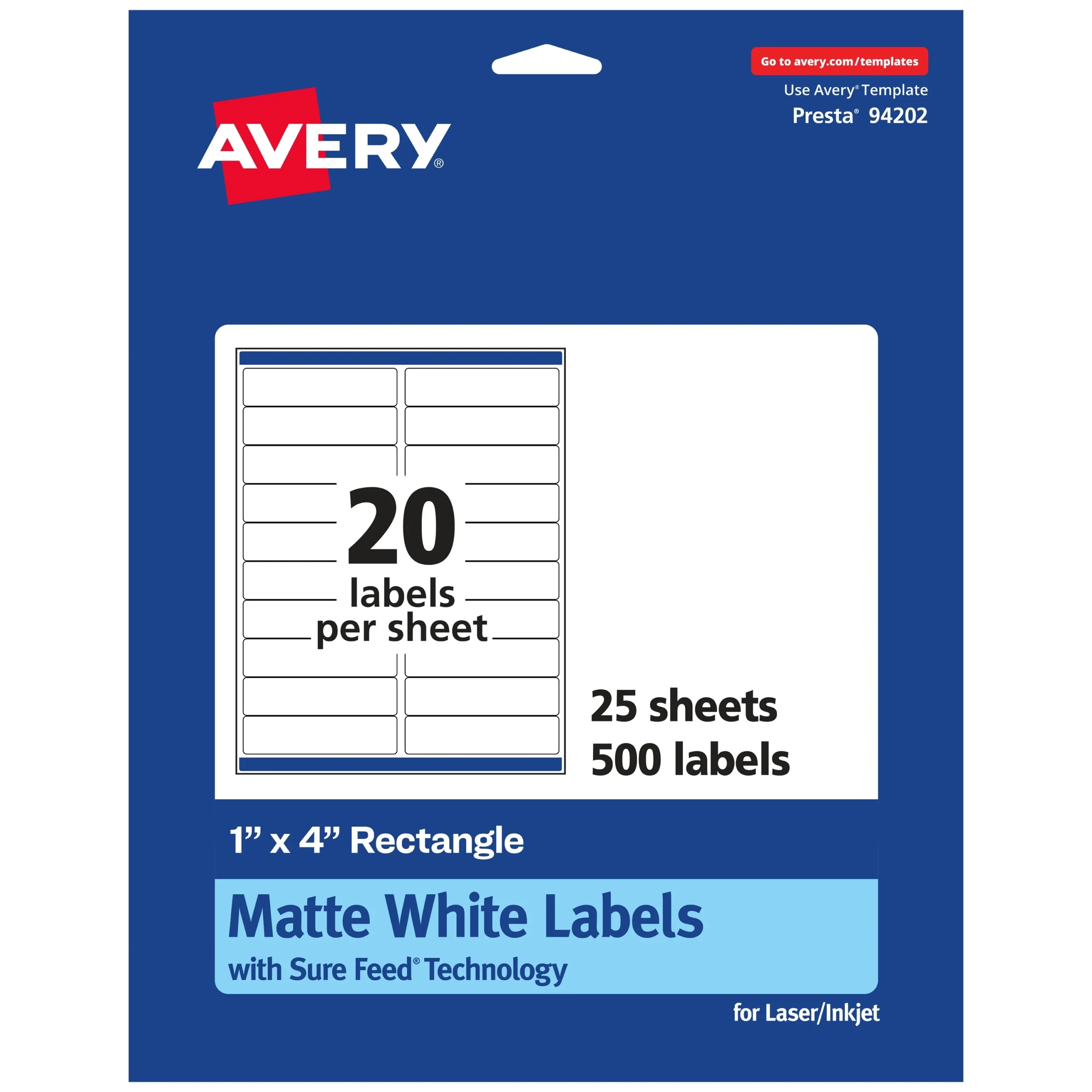 Avery Matte White Rectangle Labels 1 X 4 2 000 Labels 