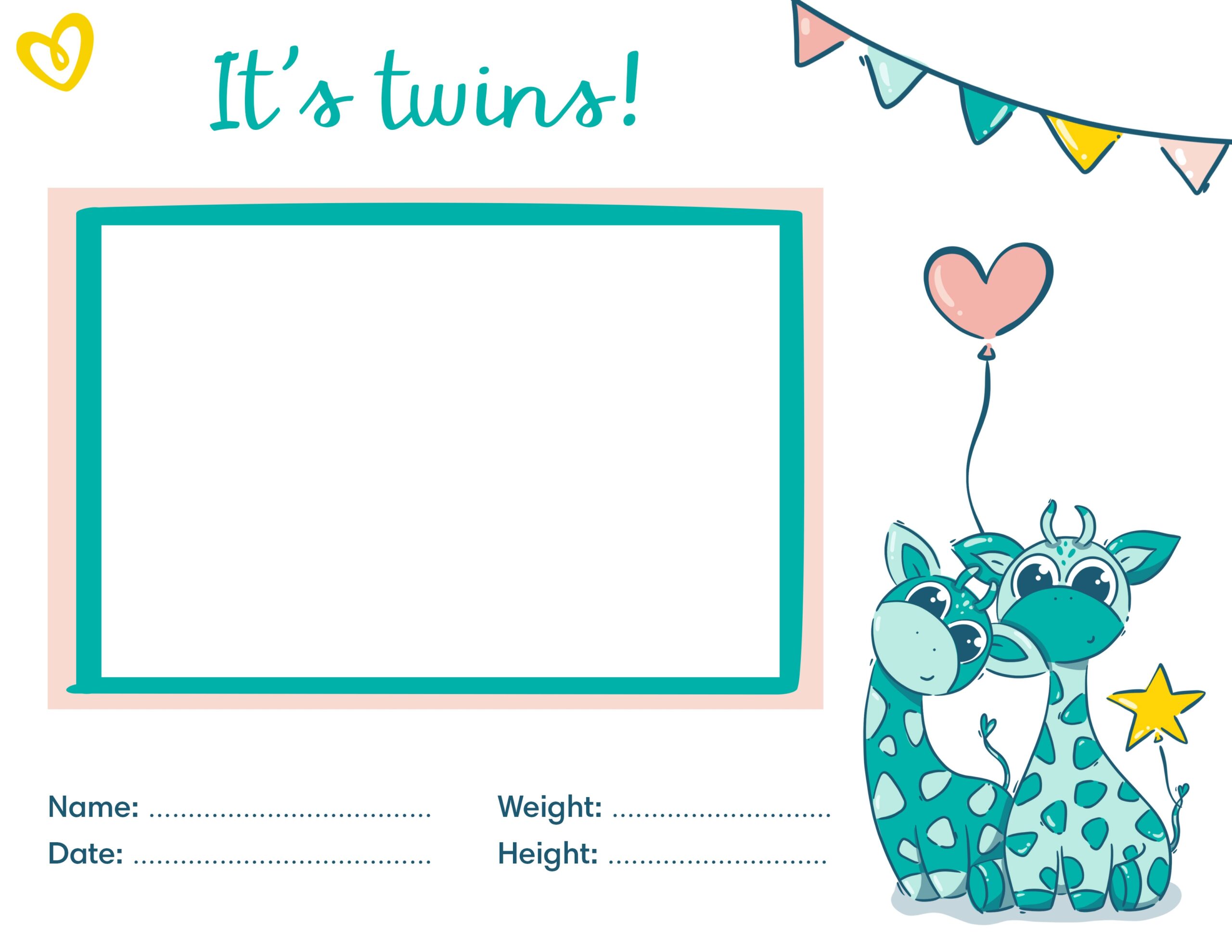 Printable Blank Birth Announcement Template
