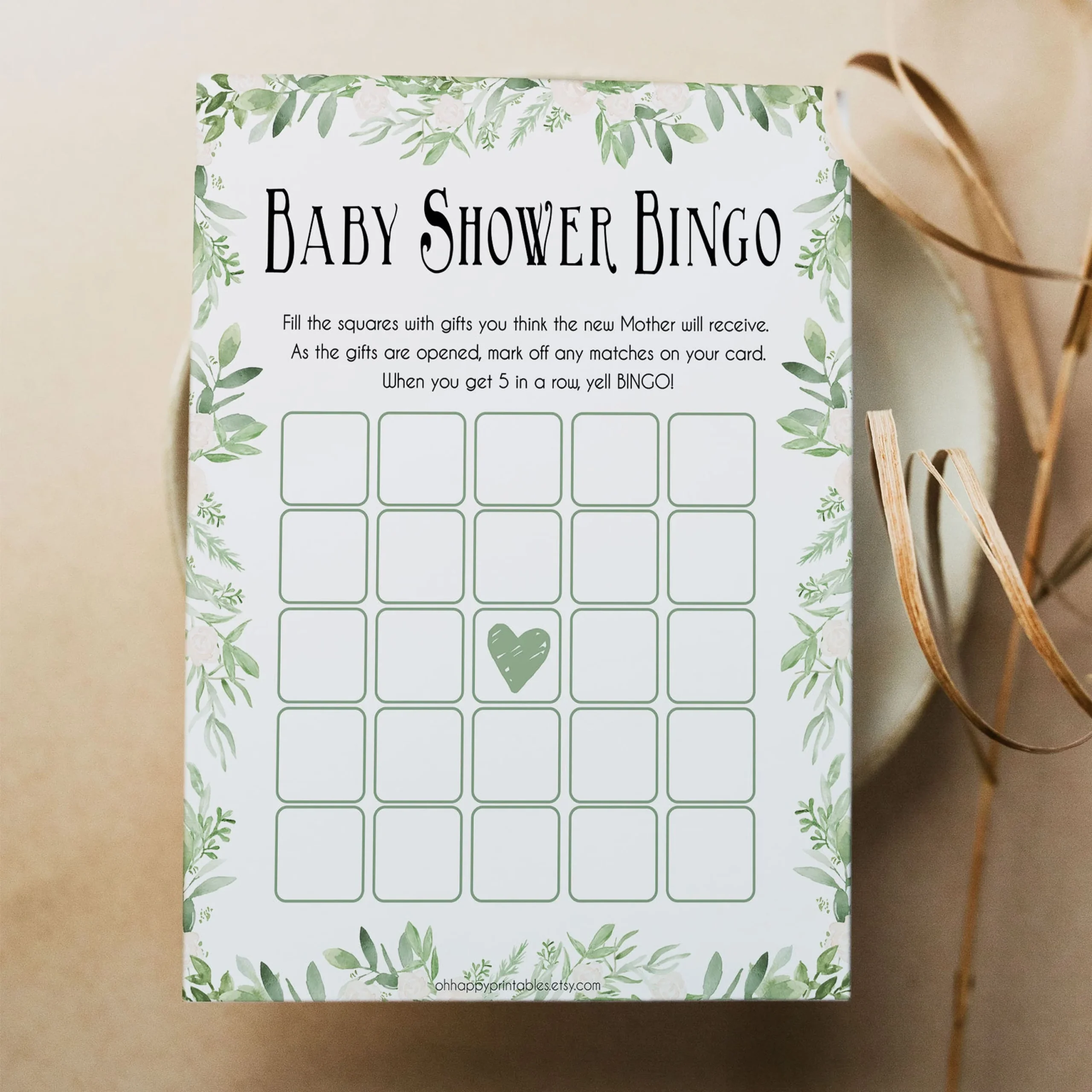 Baby Shower Bingo Printable Blank